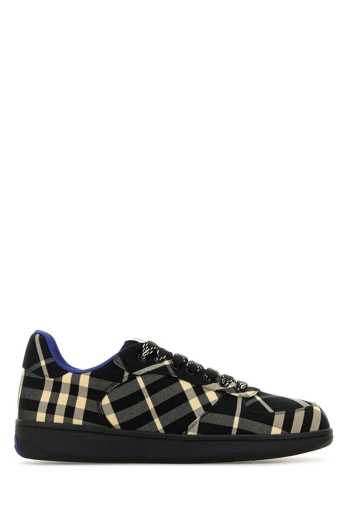 Shop Burberry Embroidered Canvas Terrace Sneakers In Black