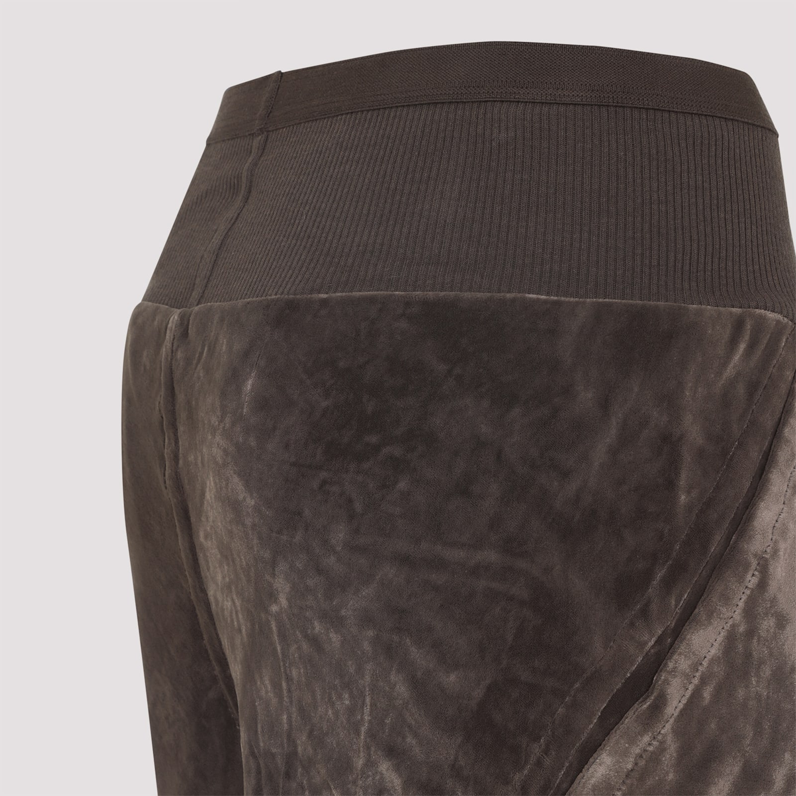 Rick Owens Wide-leg Trousers With Ribbed Waistband In Brown