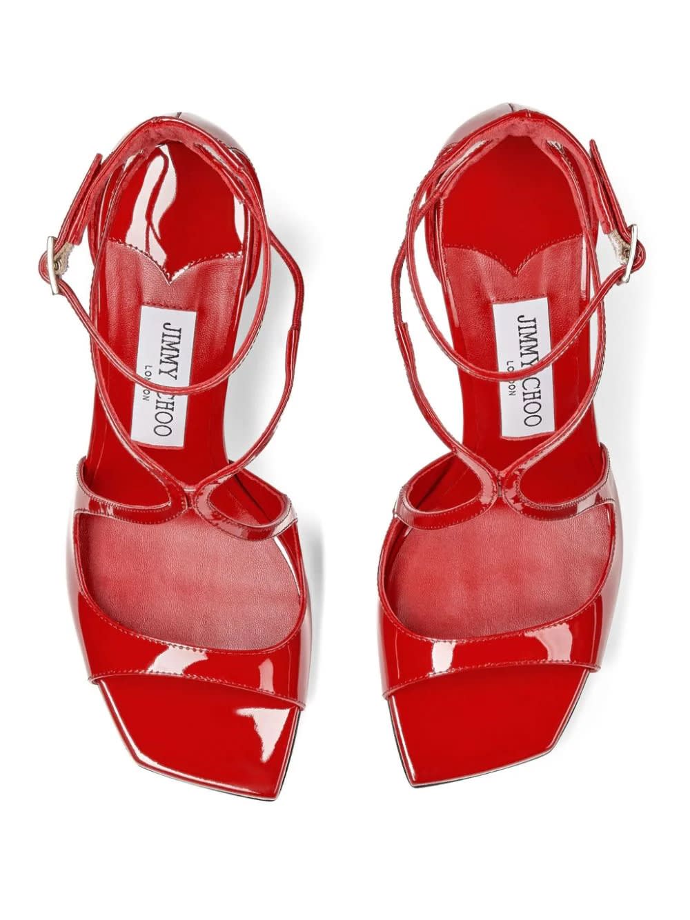 Shop Jimmy Choo Azia Sandals In Red Patent Leather