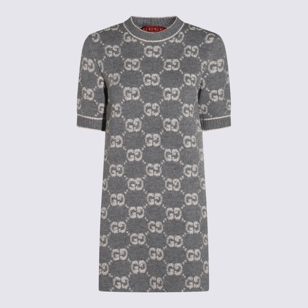 Shop Gucci Grey Wool Dress