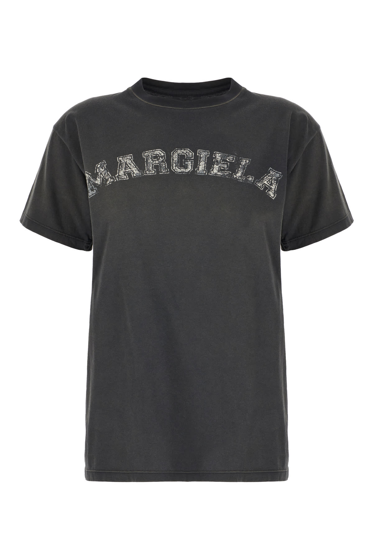 Shop Maison Margiela Dark Grey Cotton T-shirt In Washed Black