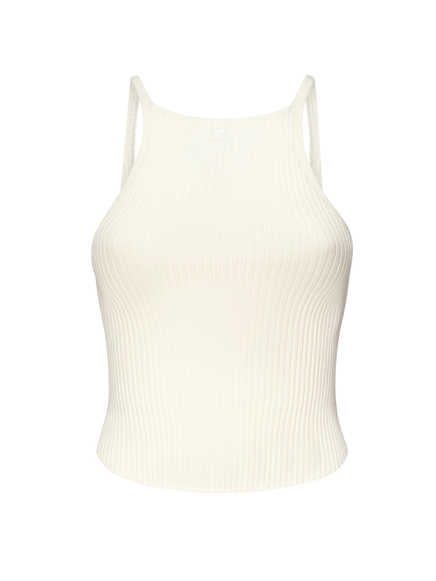Courrèges Ribbed Knit Top In White