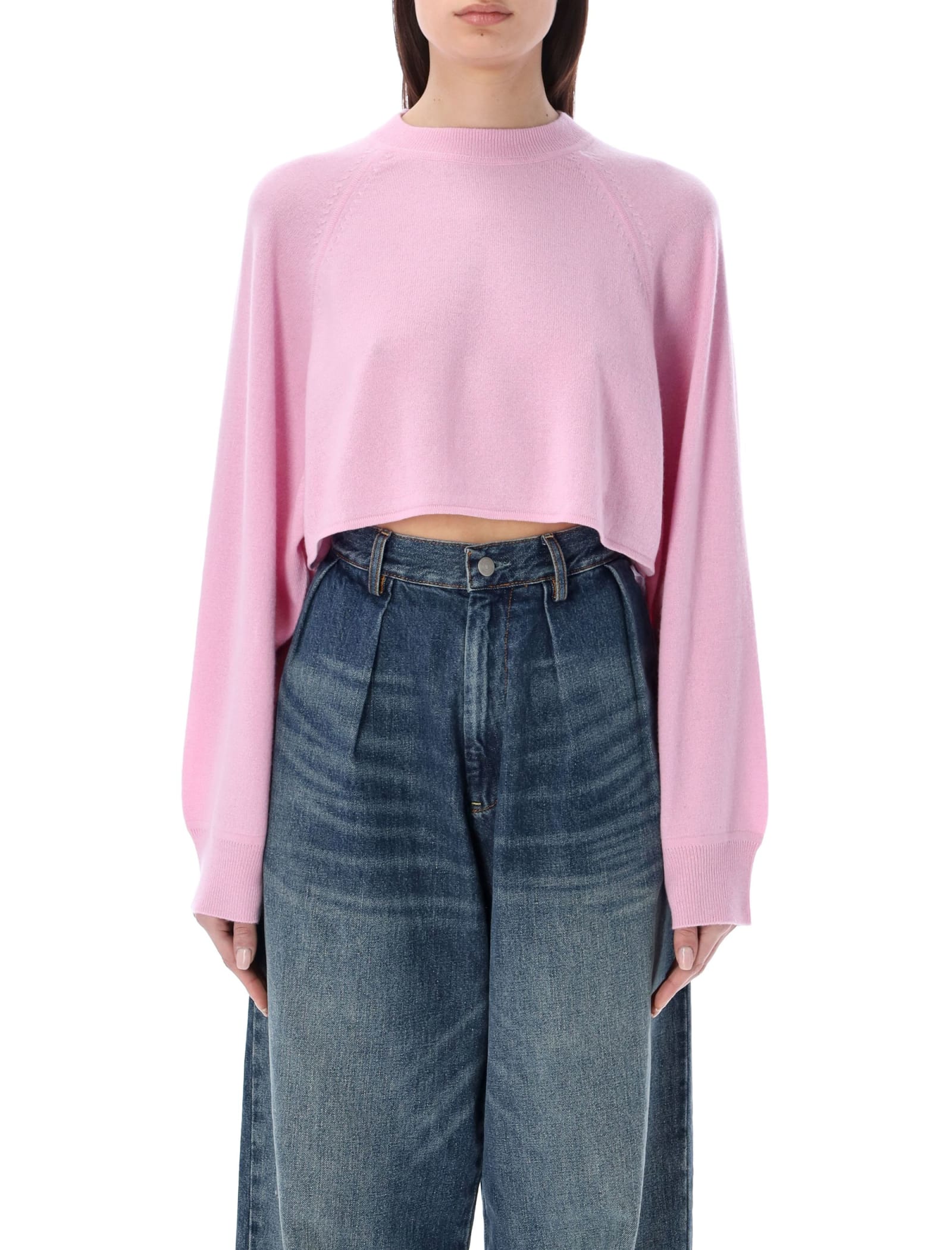 Loulou Studio Bruzzi Oversized Cropped Wool And Cashmere-blend Sweater In Pink