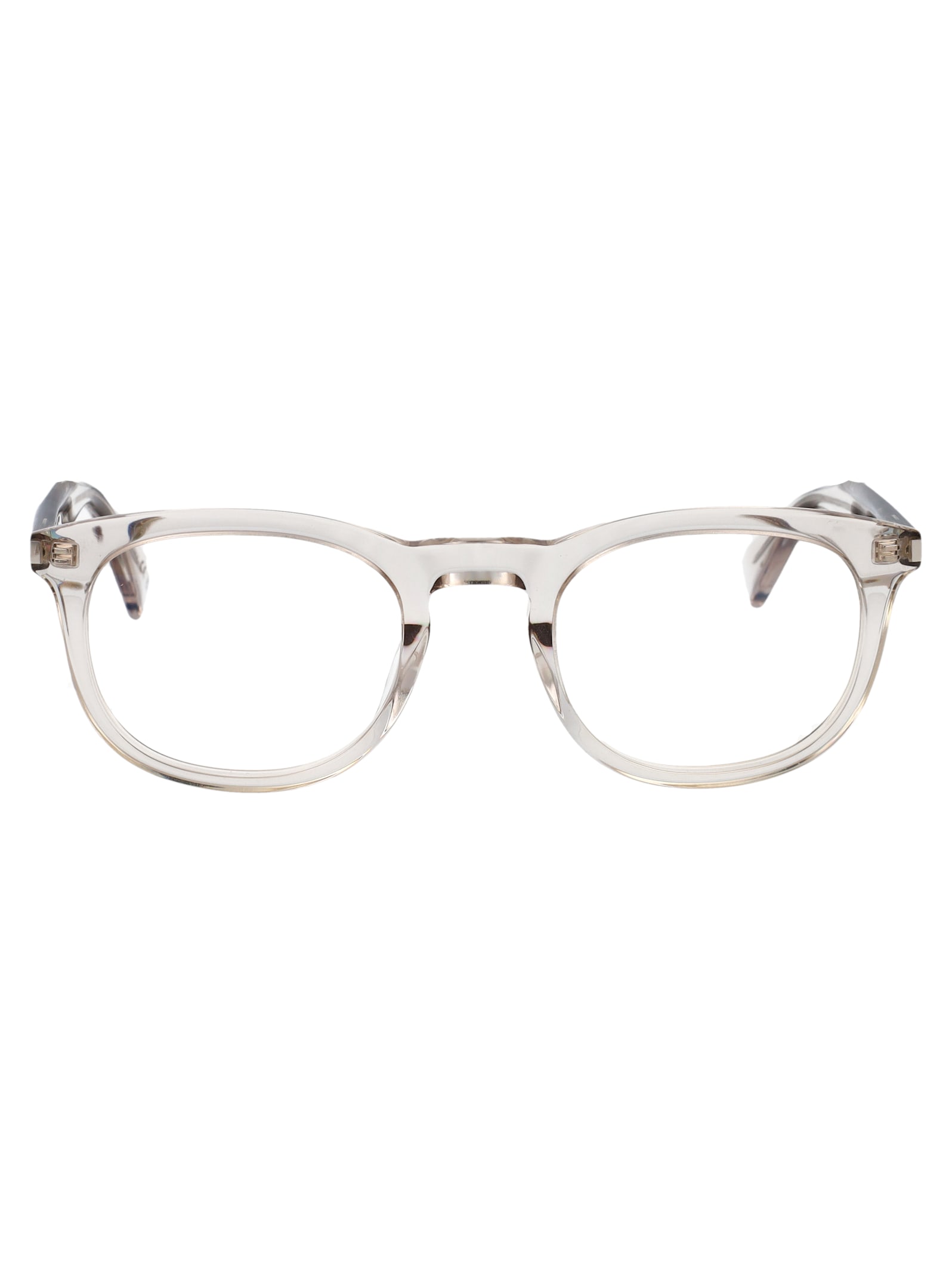Saint Laurent Beige-beige-transparent Recycled Acetate Glasses In Gray
