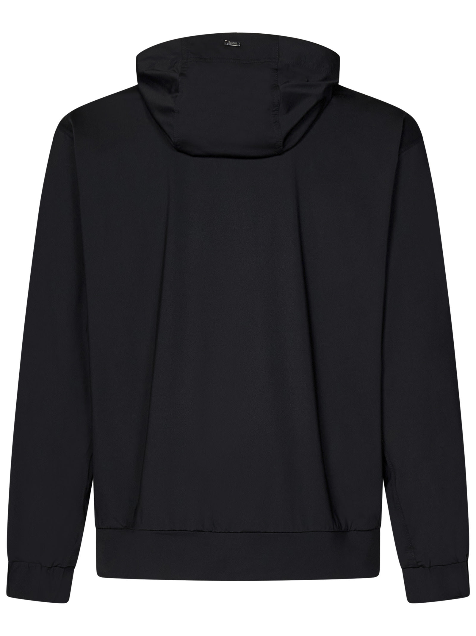 Herno Logo-patch Hooded Jacket In Black