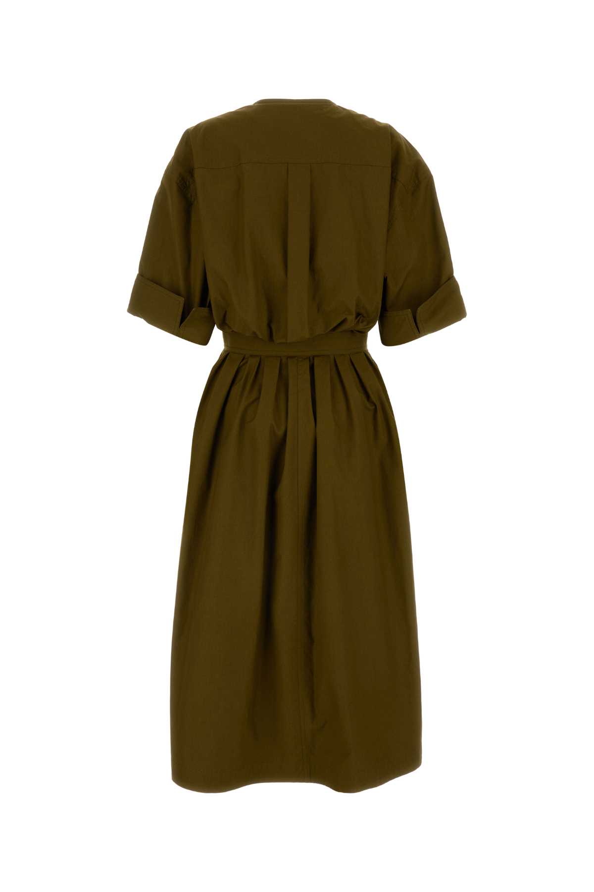 Shop Bottega Veneta Khaki Canvas Dress In Iveoil