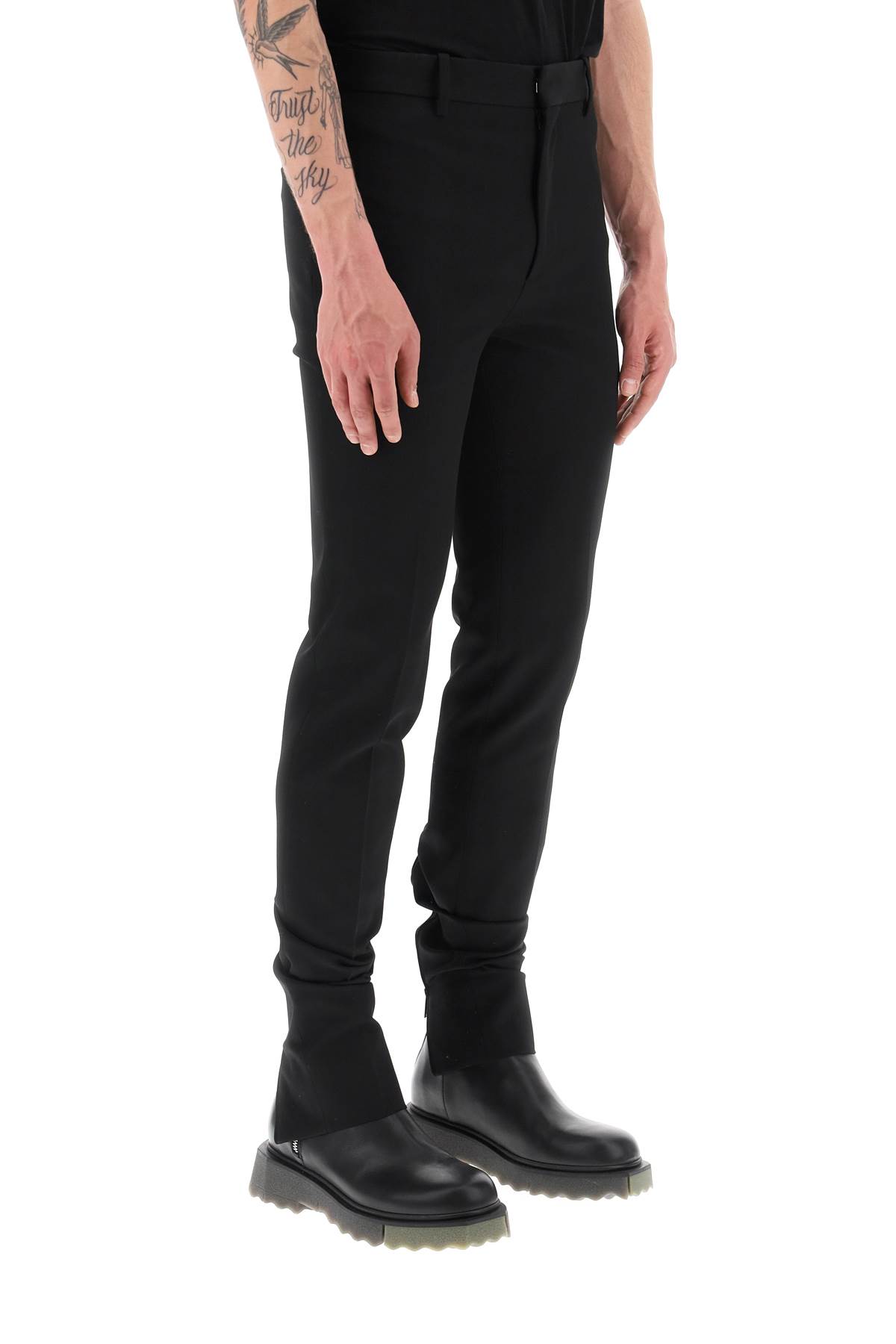 Shop Off-white Slim Tailored Pants With Zippered Ankle In Black