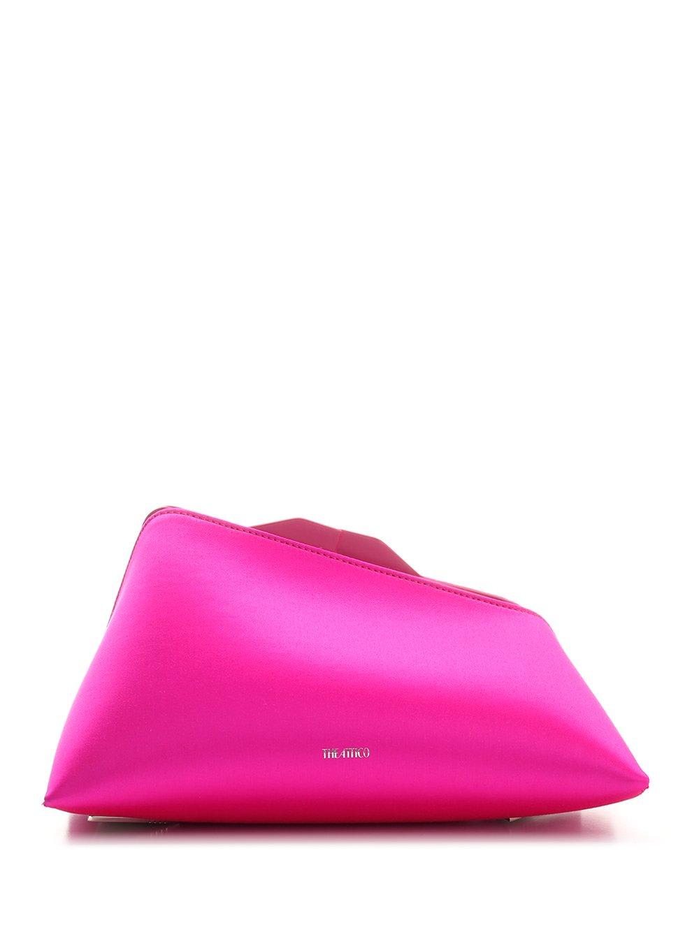 Attico Logo Printed Asymmetric Clutch Bag In Pink