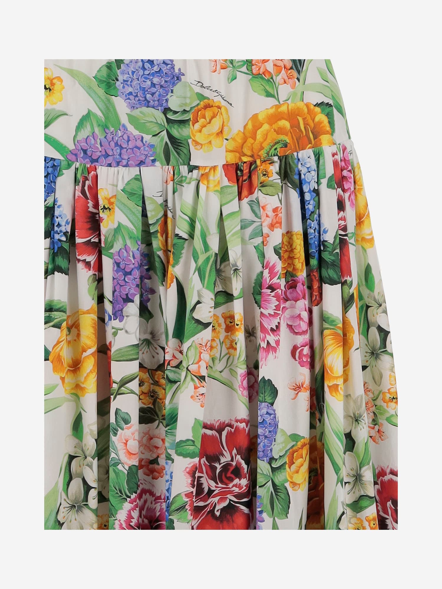Dolce & Gabbana Multicolor Maxi Skirt With Logo Lettering Detail On The Front And All-over Floral Print In Cotton Wo In Red