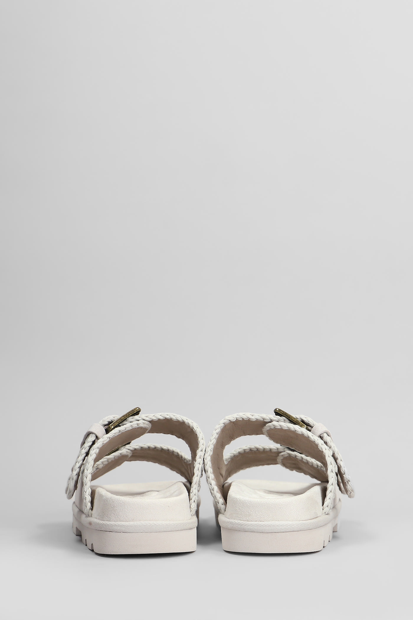 Shop Mou Low Bio Flats In Grey Suede