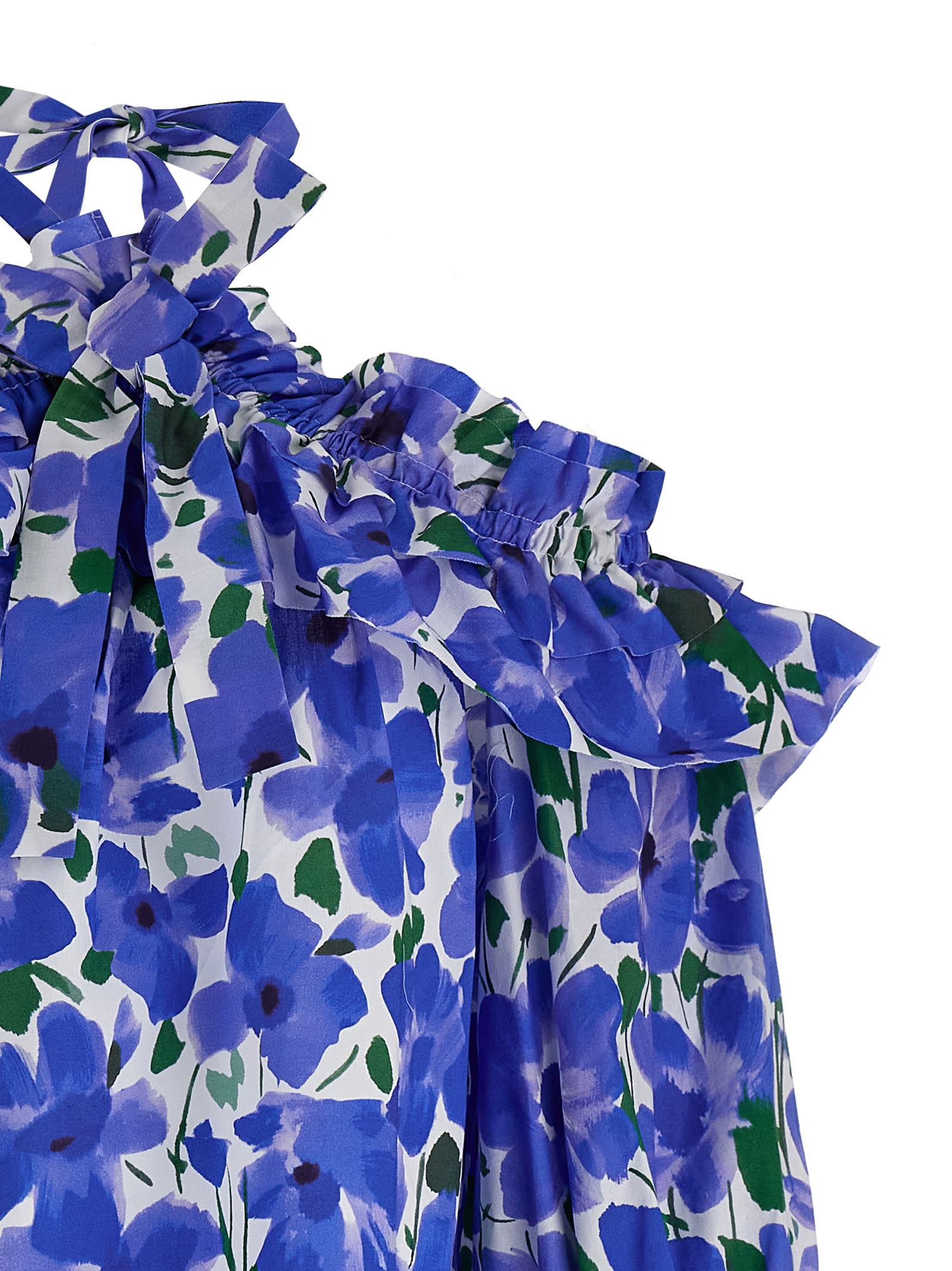 Carolina Herrera Poppy-print Halter Off-the-shoulder Top In Multicolor