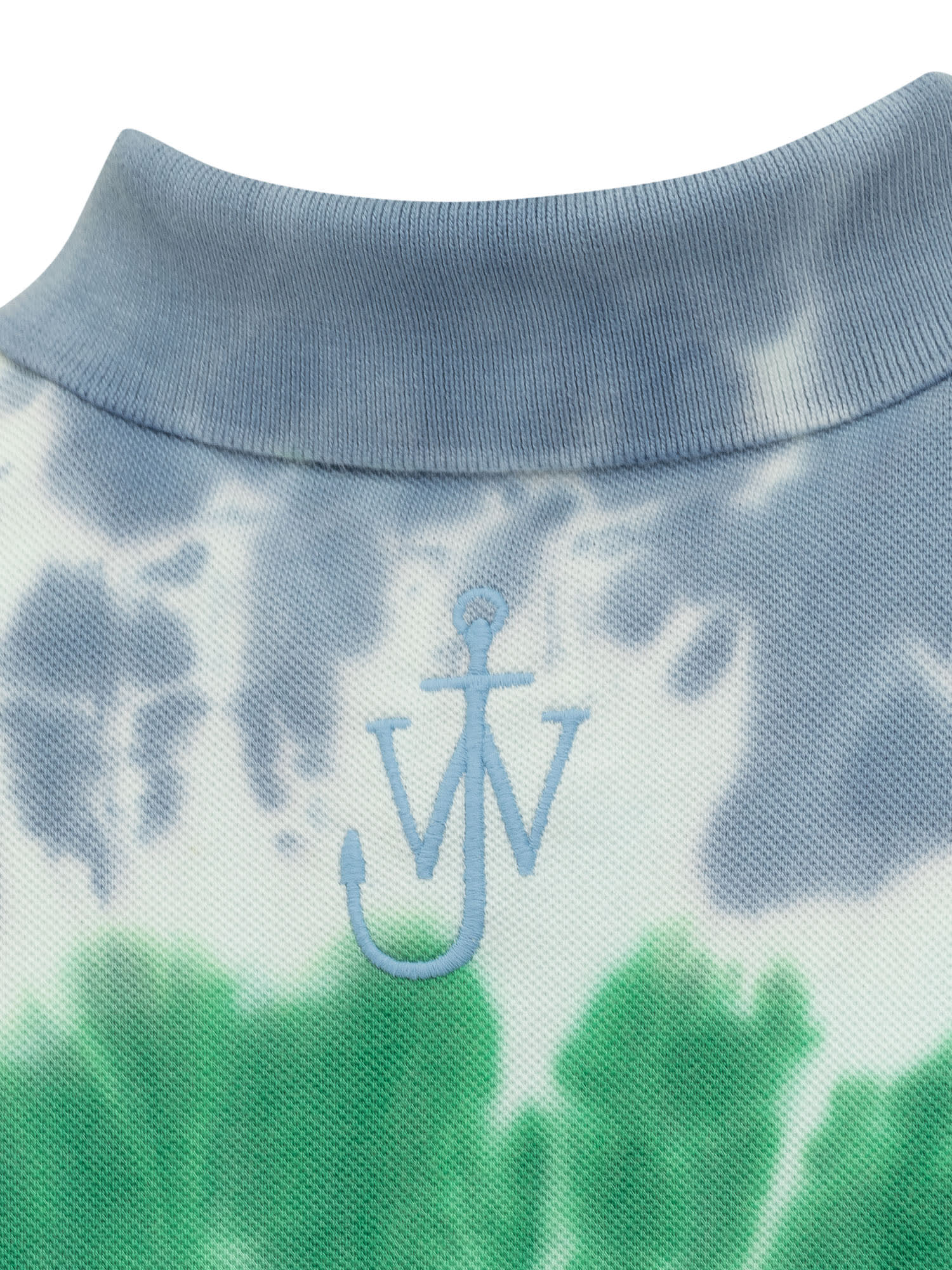 Jw Anderson Tie-dye Organic Cotton Polo Shirt In Bright Blue/bright Olive