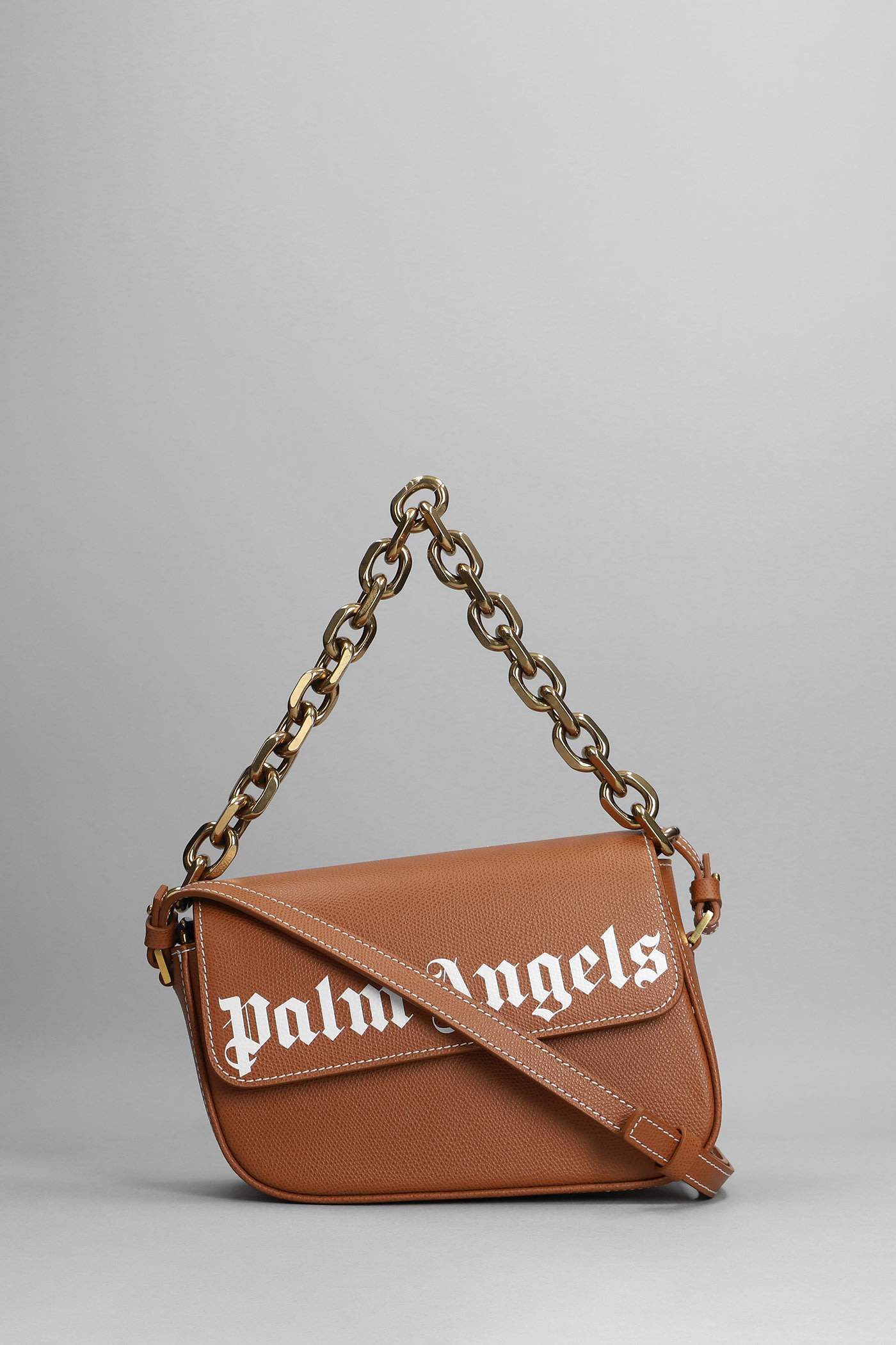 Palm Angels Shoulder Bag In Brown Leather