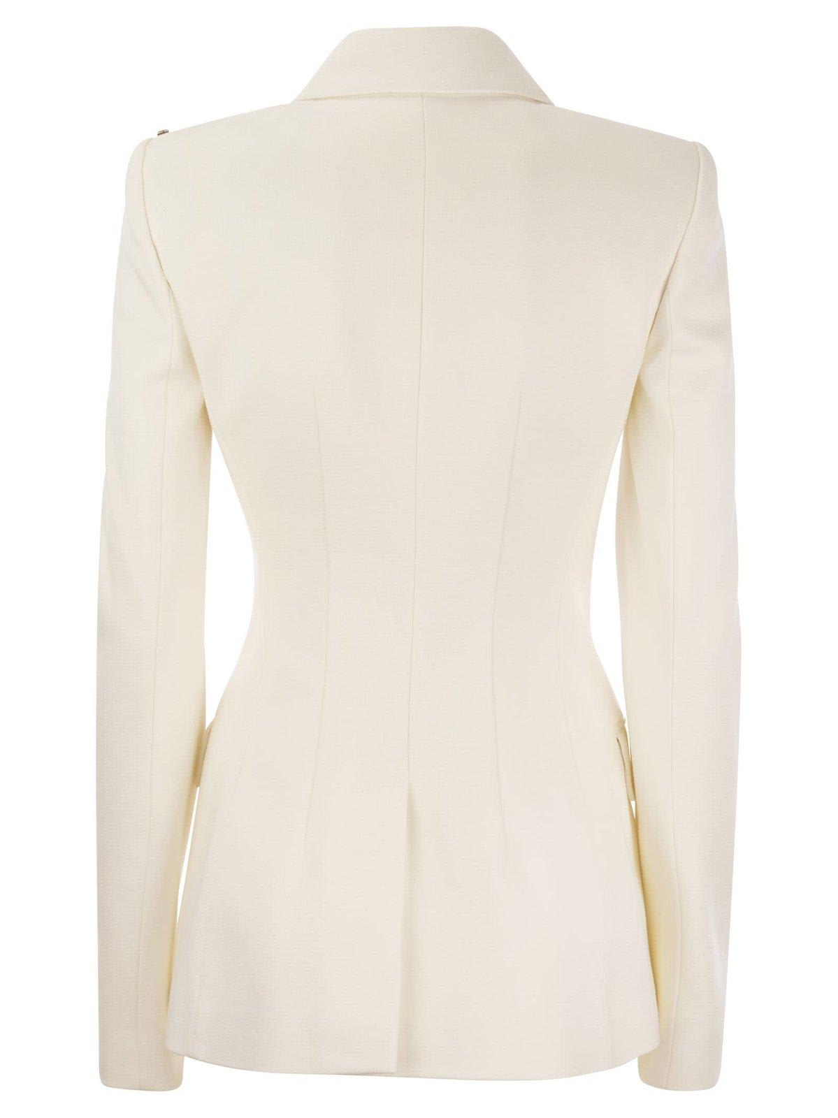 Shop Sportmax Double-breasted Long-sleeved Jacket In White