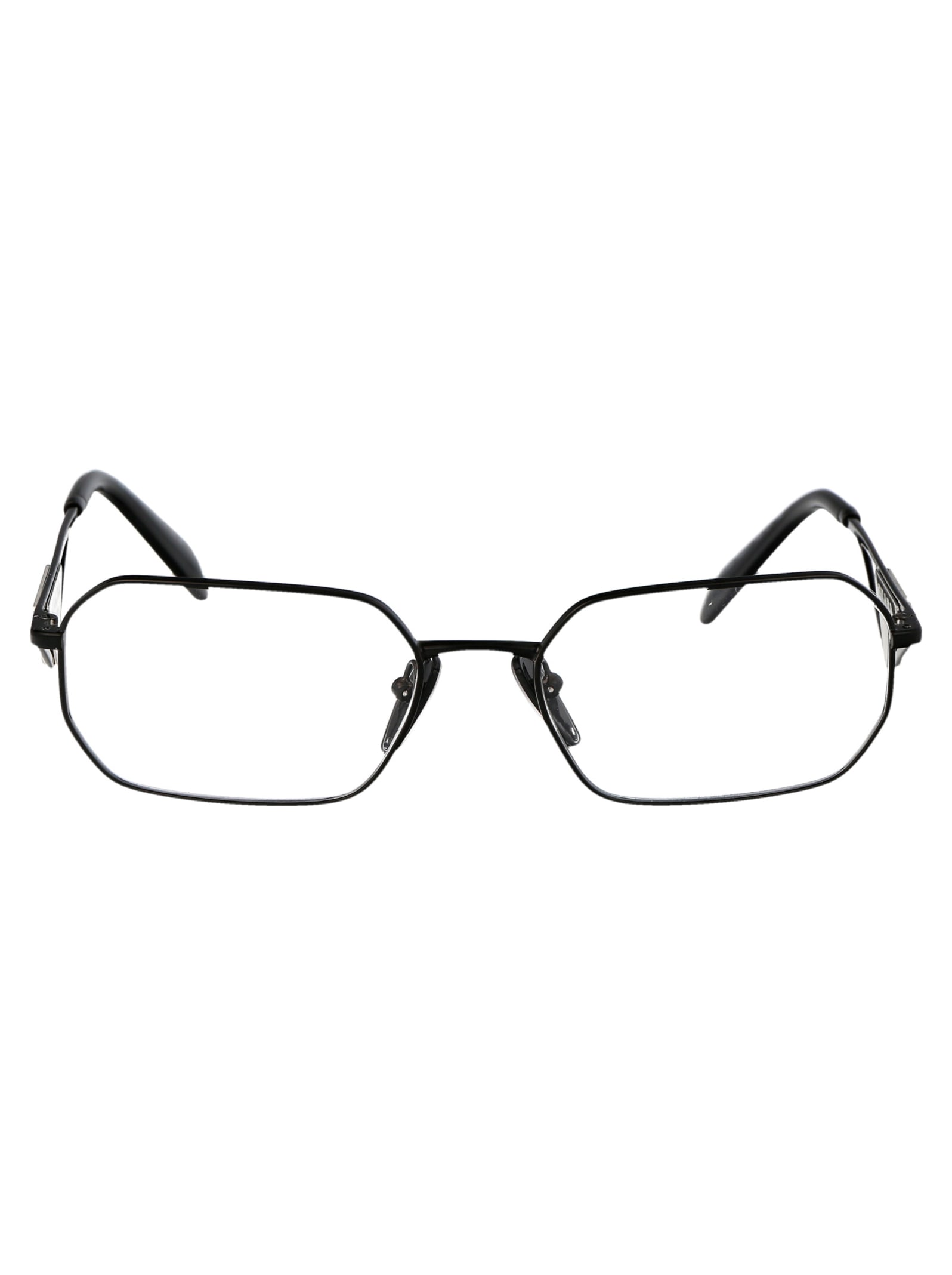 Prada Logo-plaque Geometric-frame Glasses In 1ab1o1