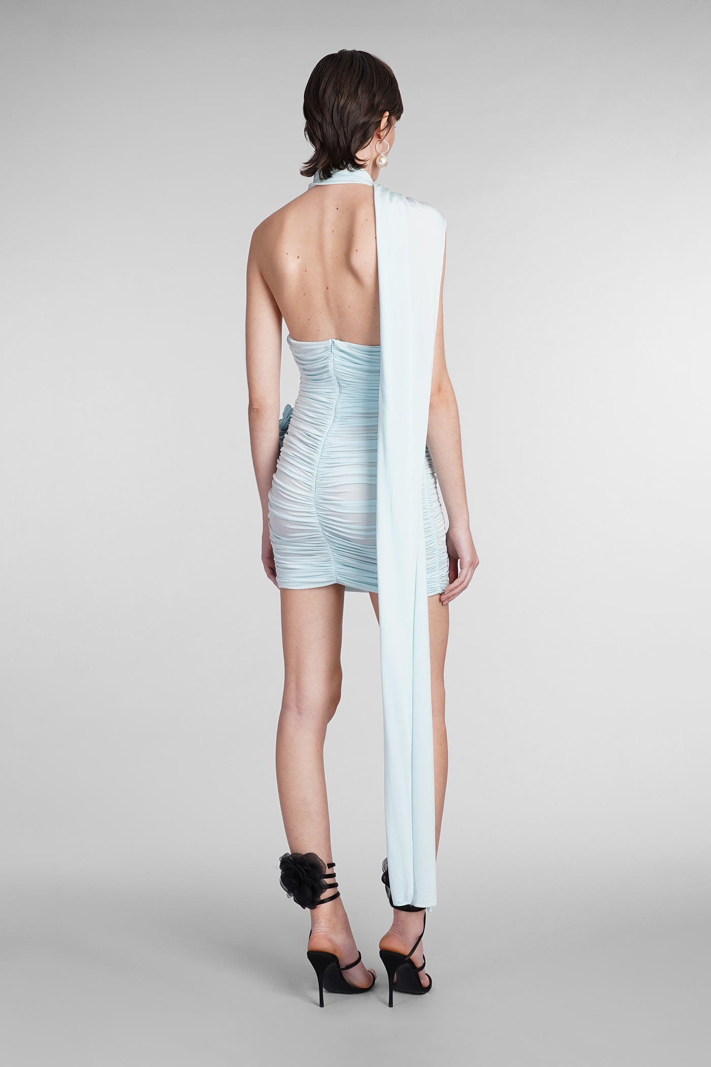 Shop Magda Butrym Dress In Cyan Polyamide Polyester In Blue