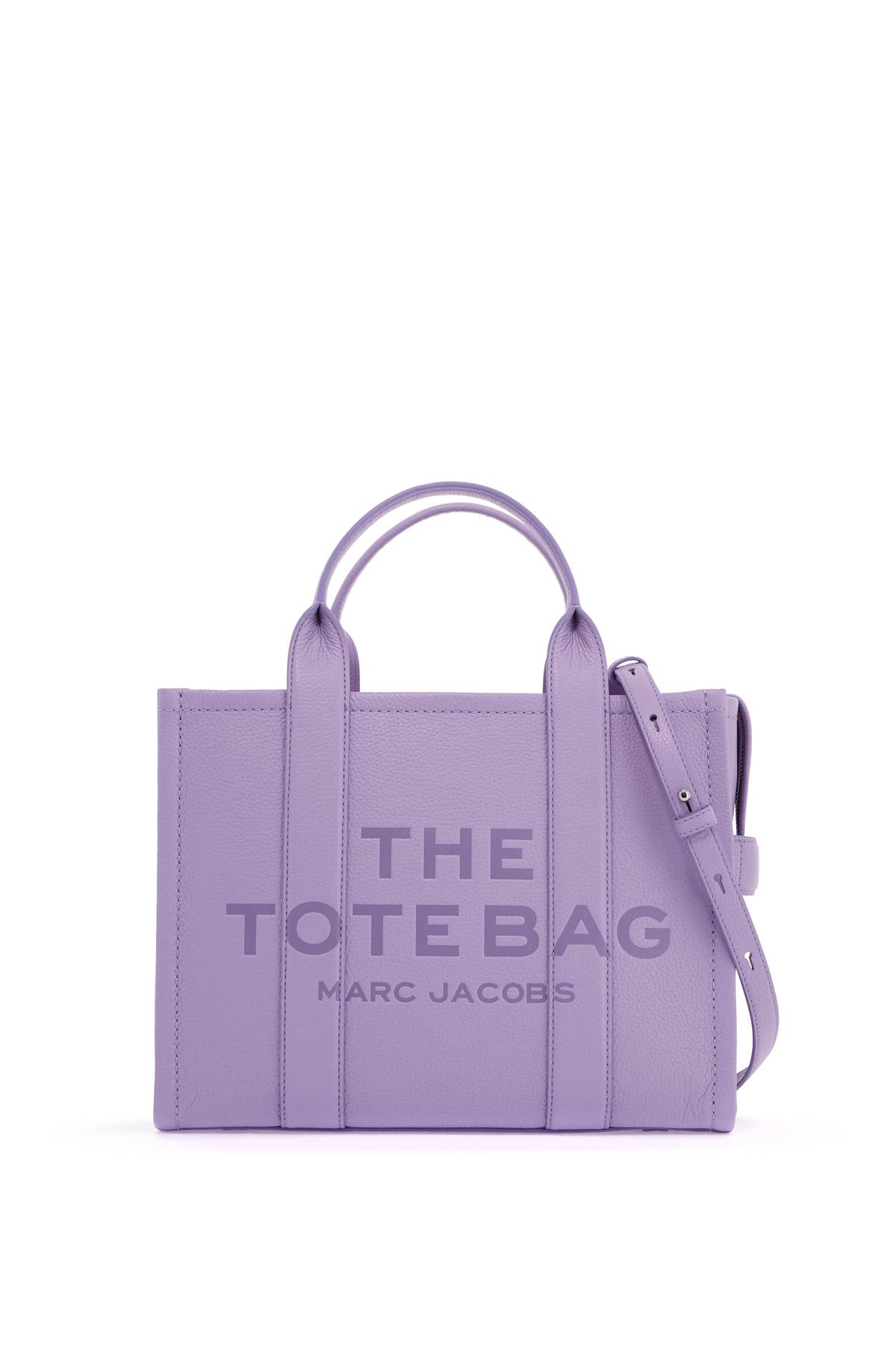 Shop Marc Jacobs The Leather Medium Tote Bag In Wisteria (purple)