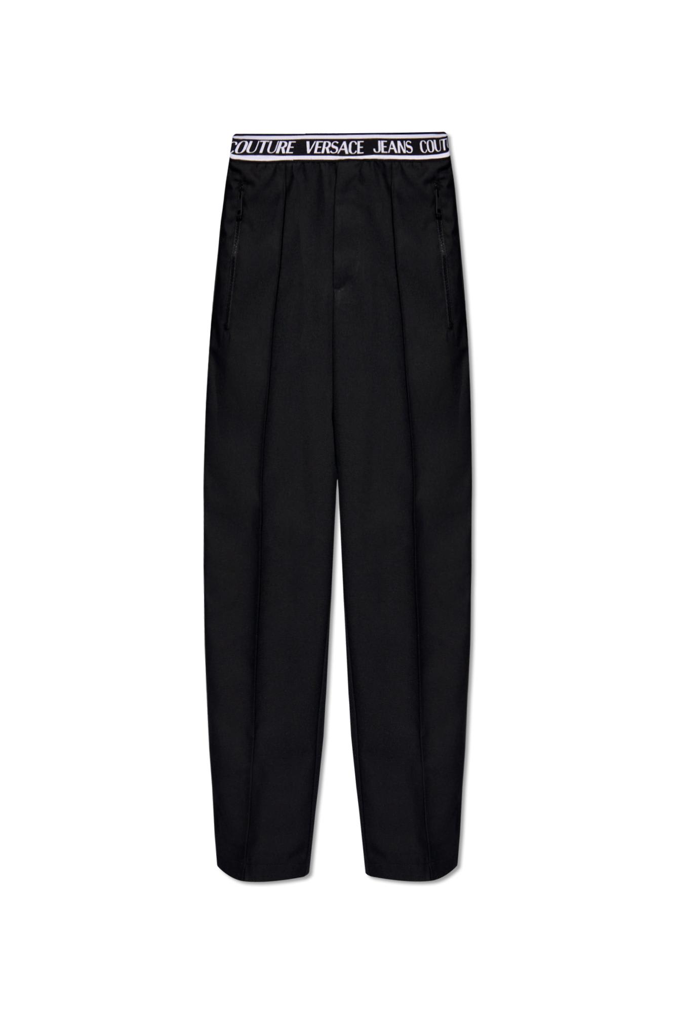 Shop Versace Jeans Couture Trousers With Elastic Waist In Black