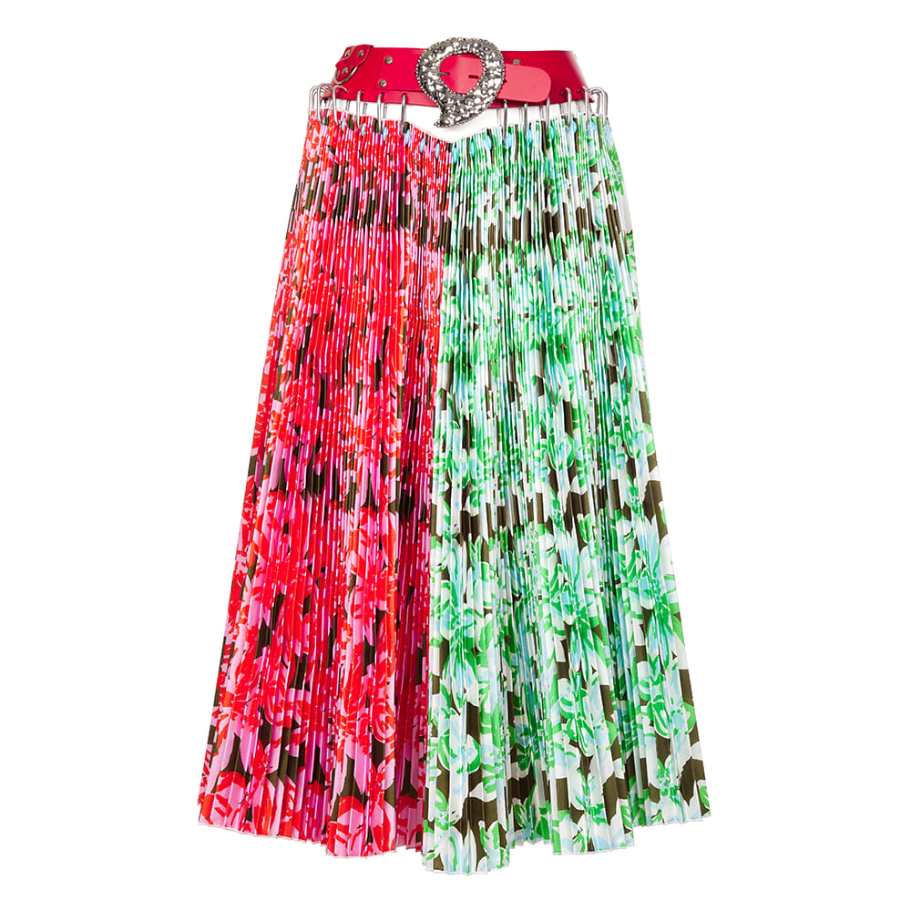 Chopova Lowena Hammered Heart Floral Midi Skirt