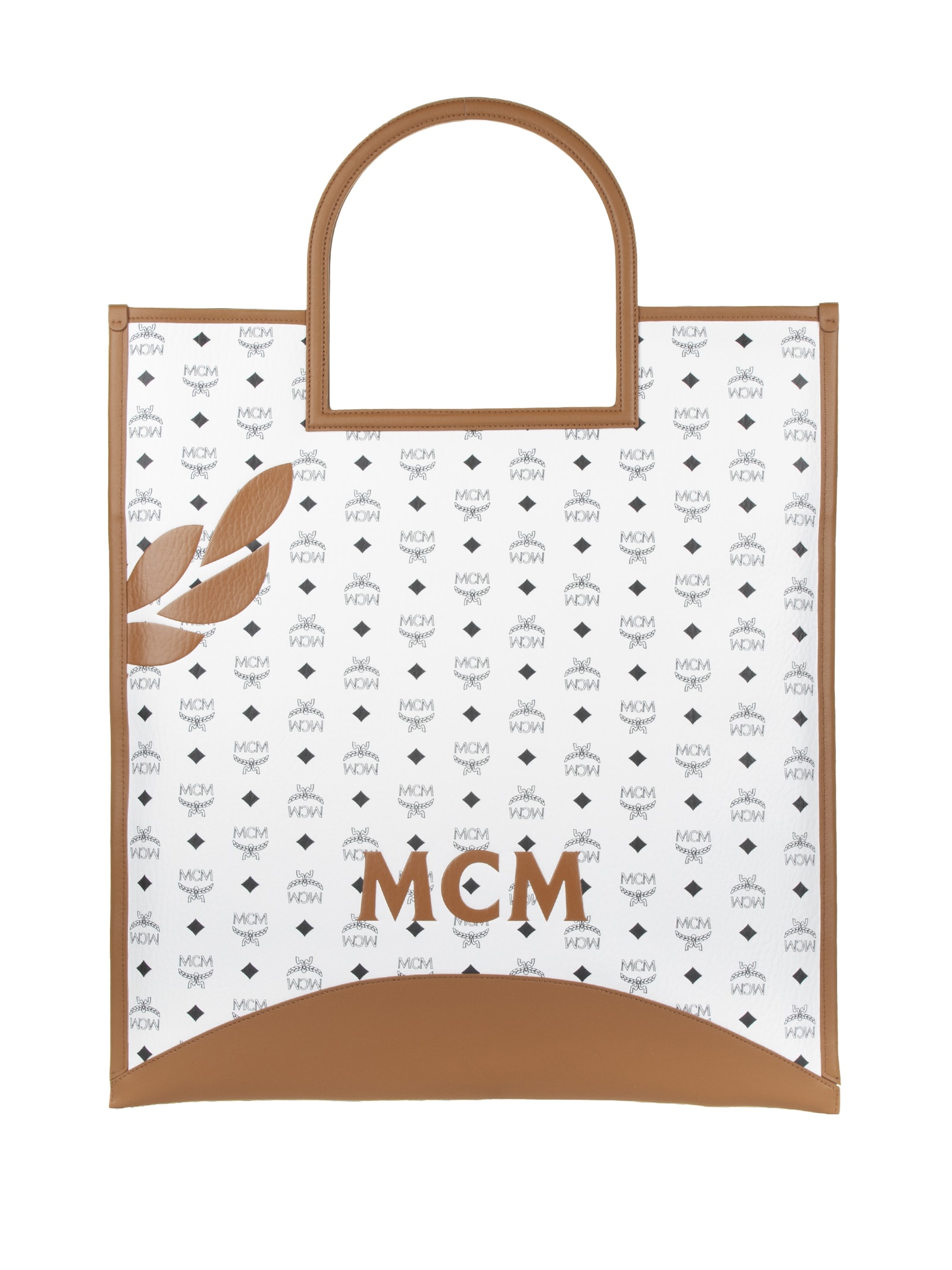 Shop Mcm Aren Fold Tote Bag With Logo Motif In White