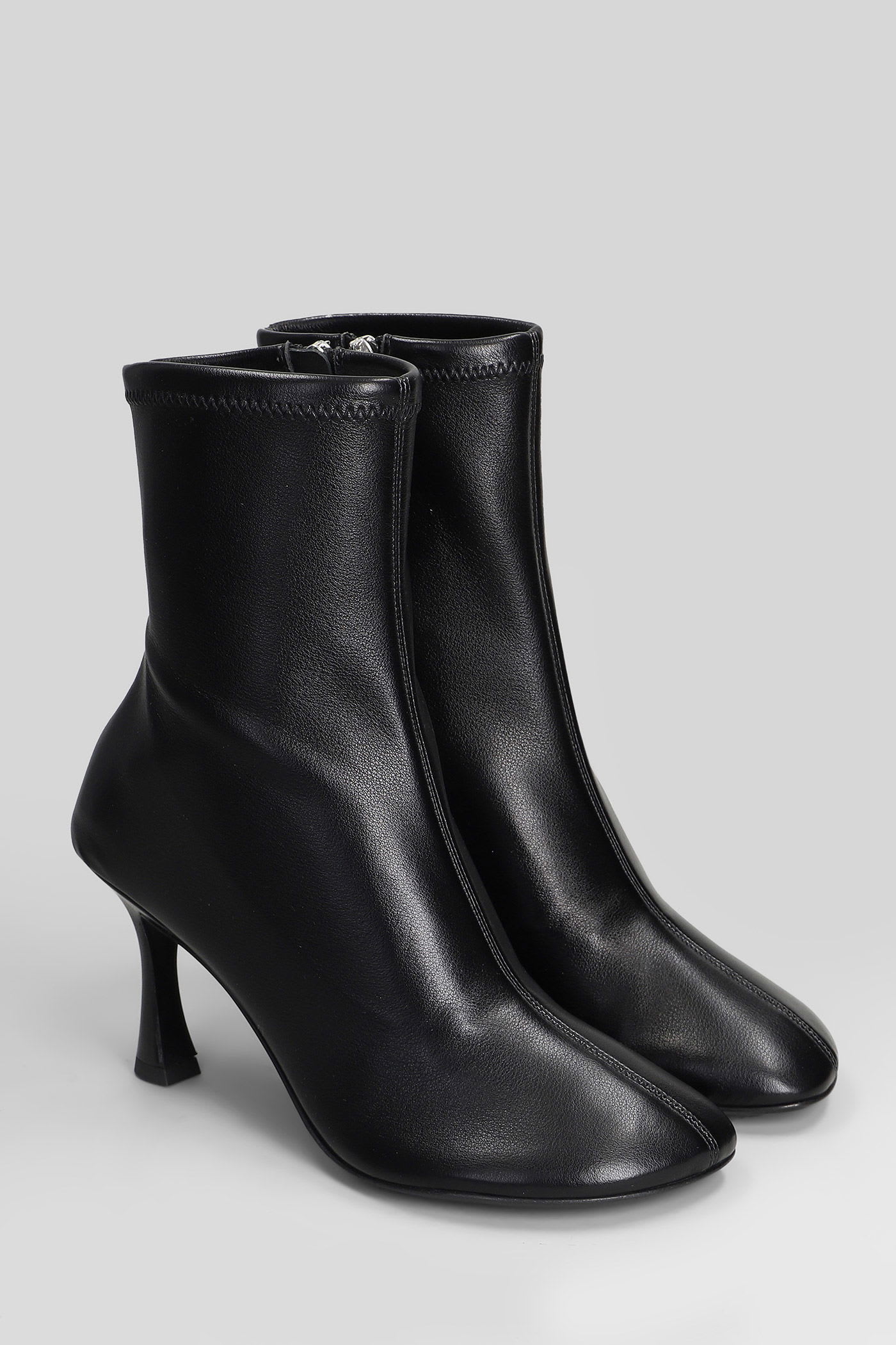 3juin Alessia 080 High Heels Ankle Boots In Black Leather In Black
