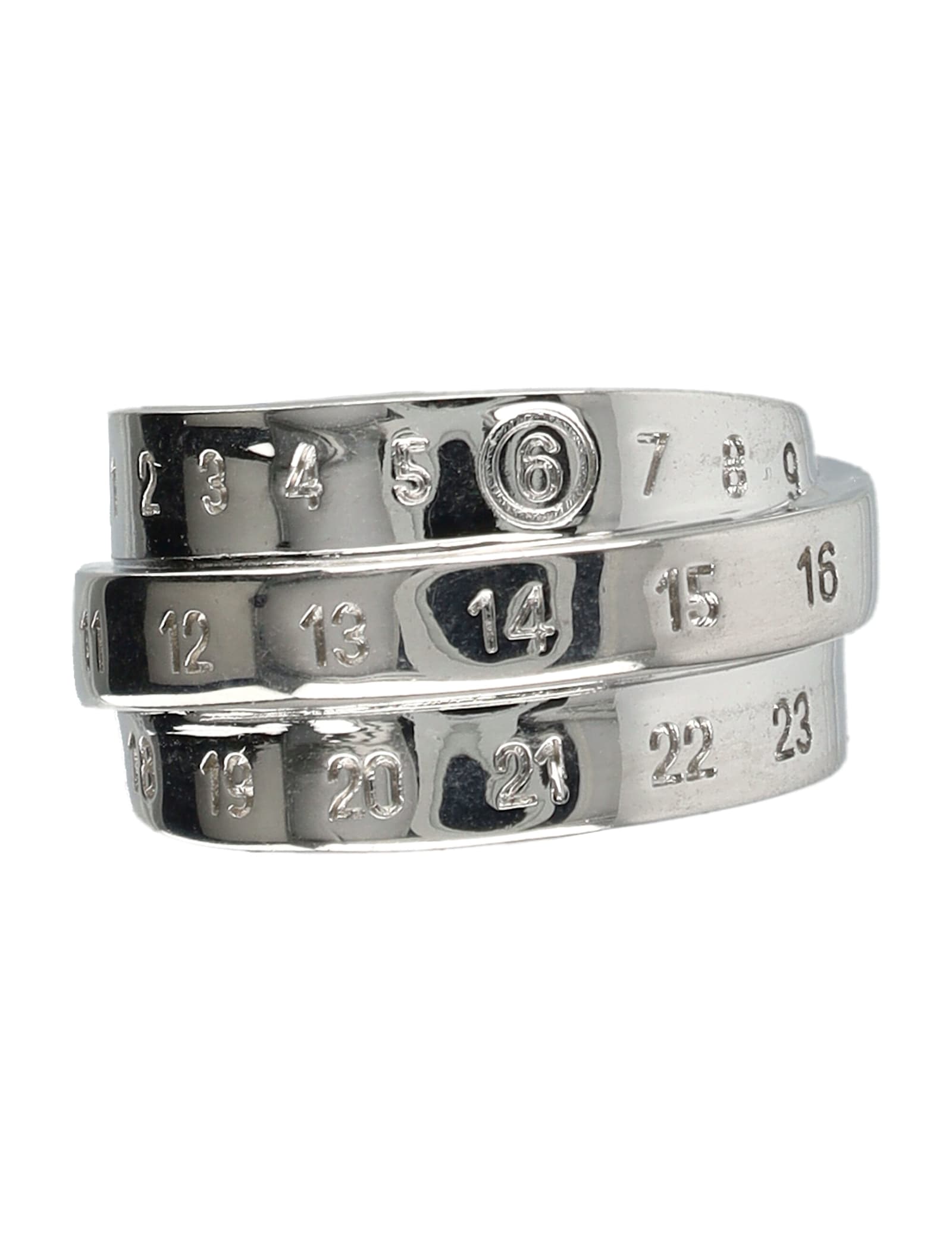 Mm6 Maison Margiela Adjustable Triple Logo Numeric Ring In Silver