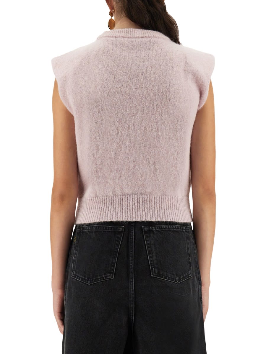 Rotate Birger Christensen Rotate Birgerchristensen Short Vest Shirt With Logo In Pink