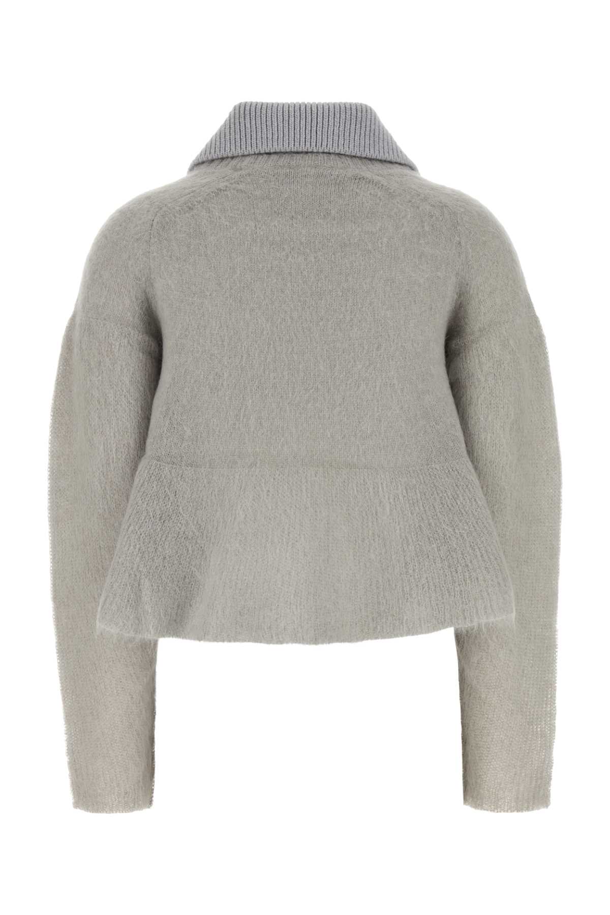 Shop Loewe Grey Mohair Blend Polo Shirt