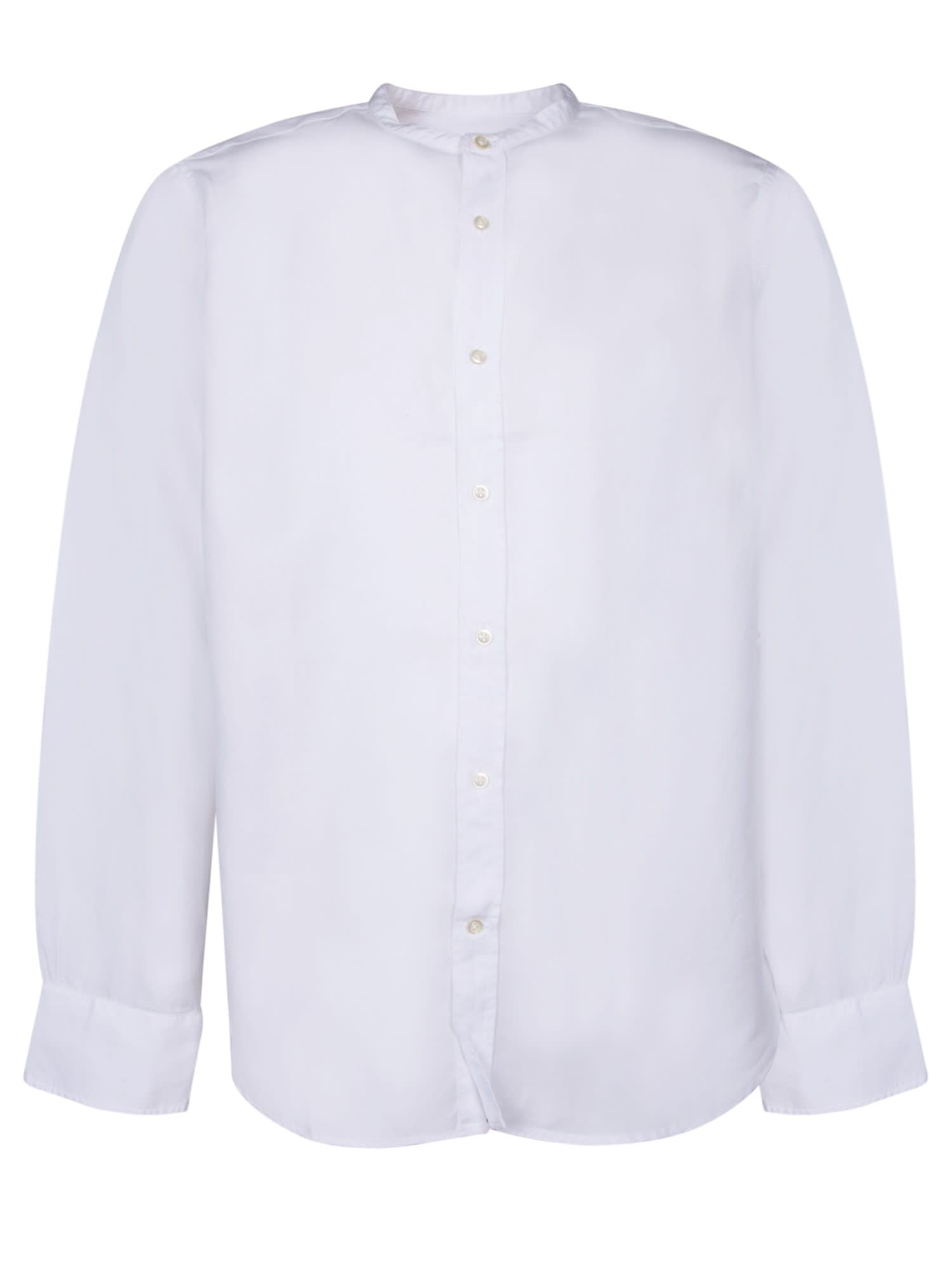 Shop Officine Generale Korean Collar White Shirt