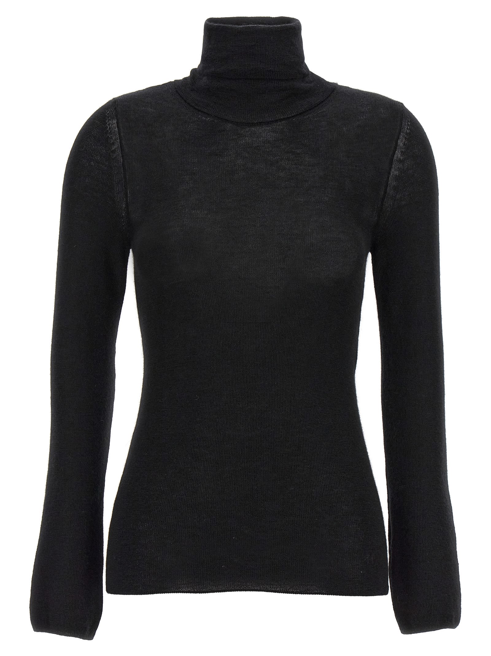 Shop Tom Ford Silk Cashmere Turtleneck Sweater In Black