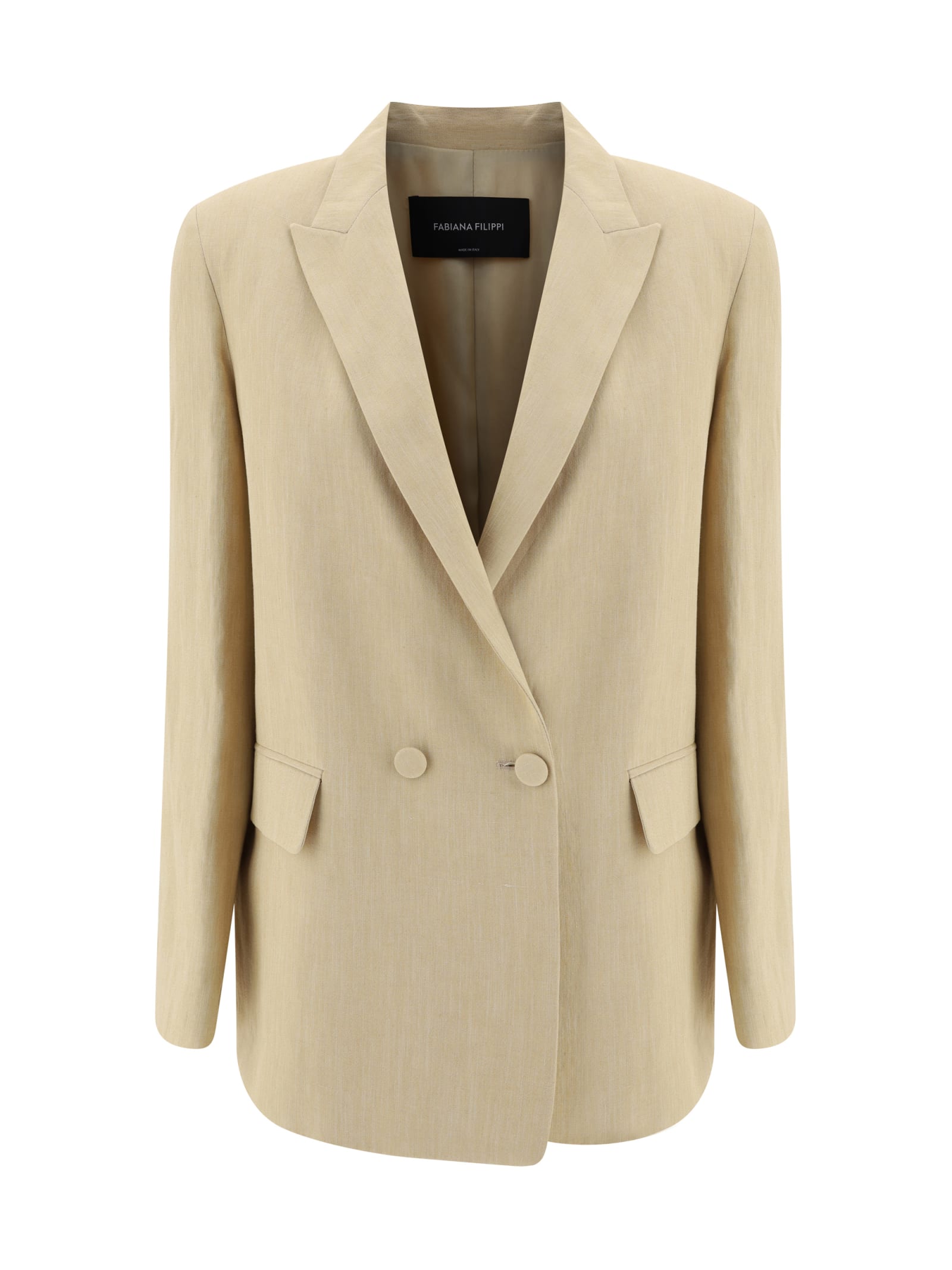 Shop Fabiana Filippi Blazer Jacket In Grano Chiaro