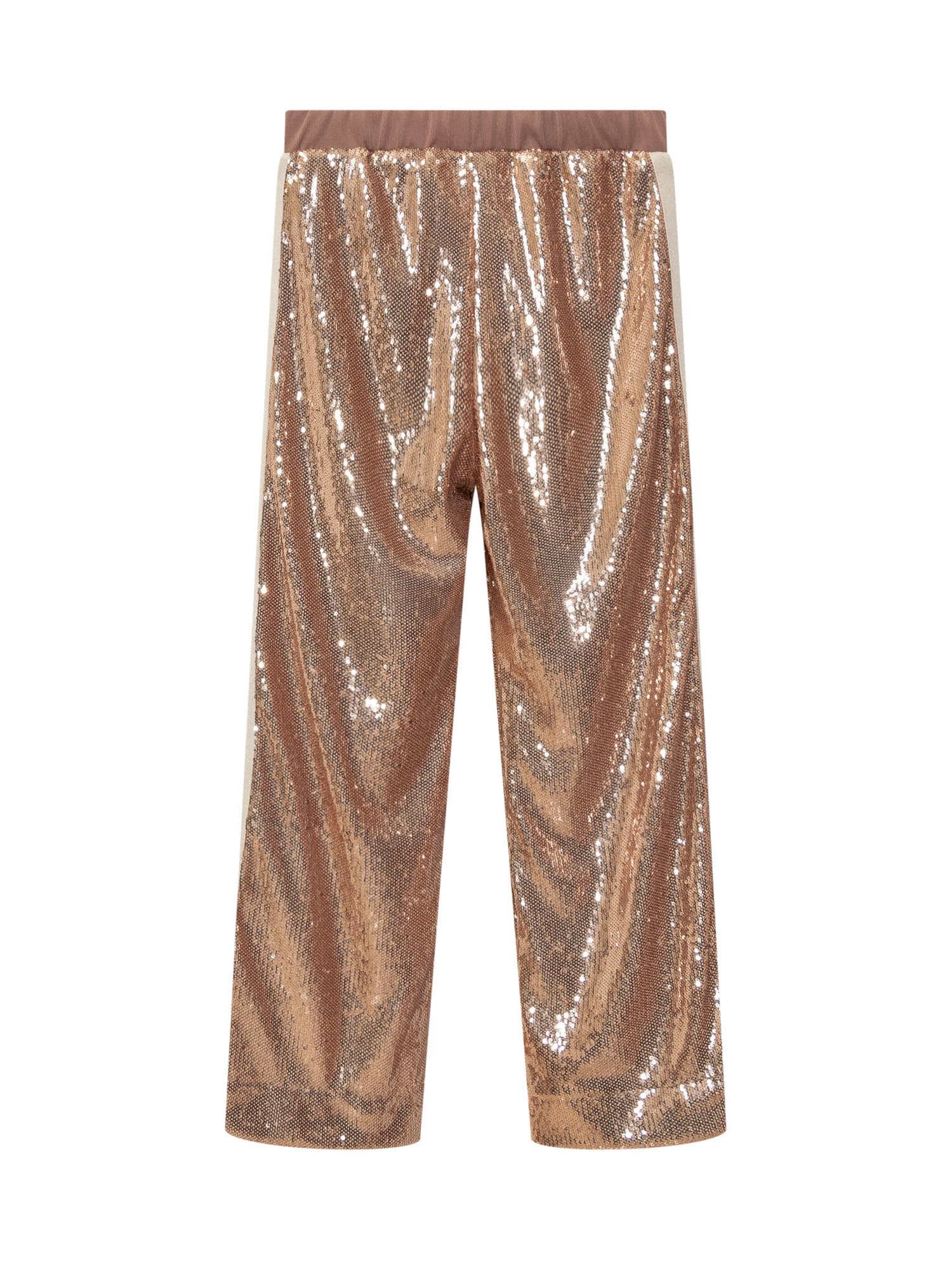 Shop Palm Angels Pants With Sequins In Bronze Pin