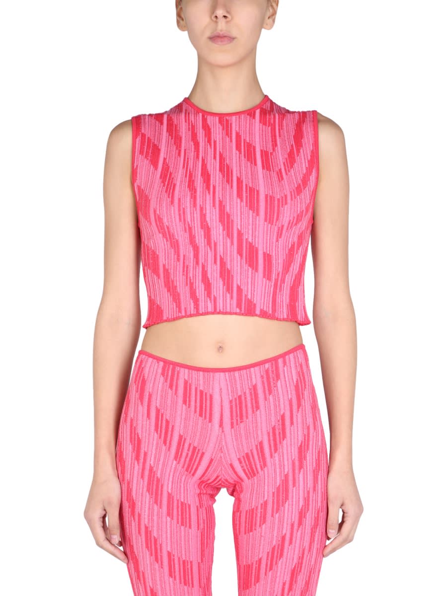 Shop Philosophy Di Lorenzo Serafini Jacquard Knitwear Crop Top In Pink