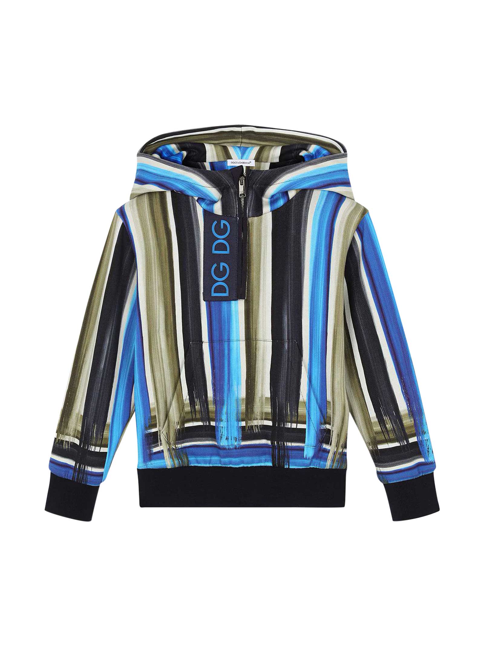 Dolce & Gabbana Kids' Striped Sweatshirt In Blu