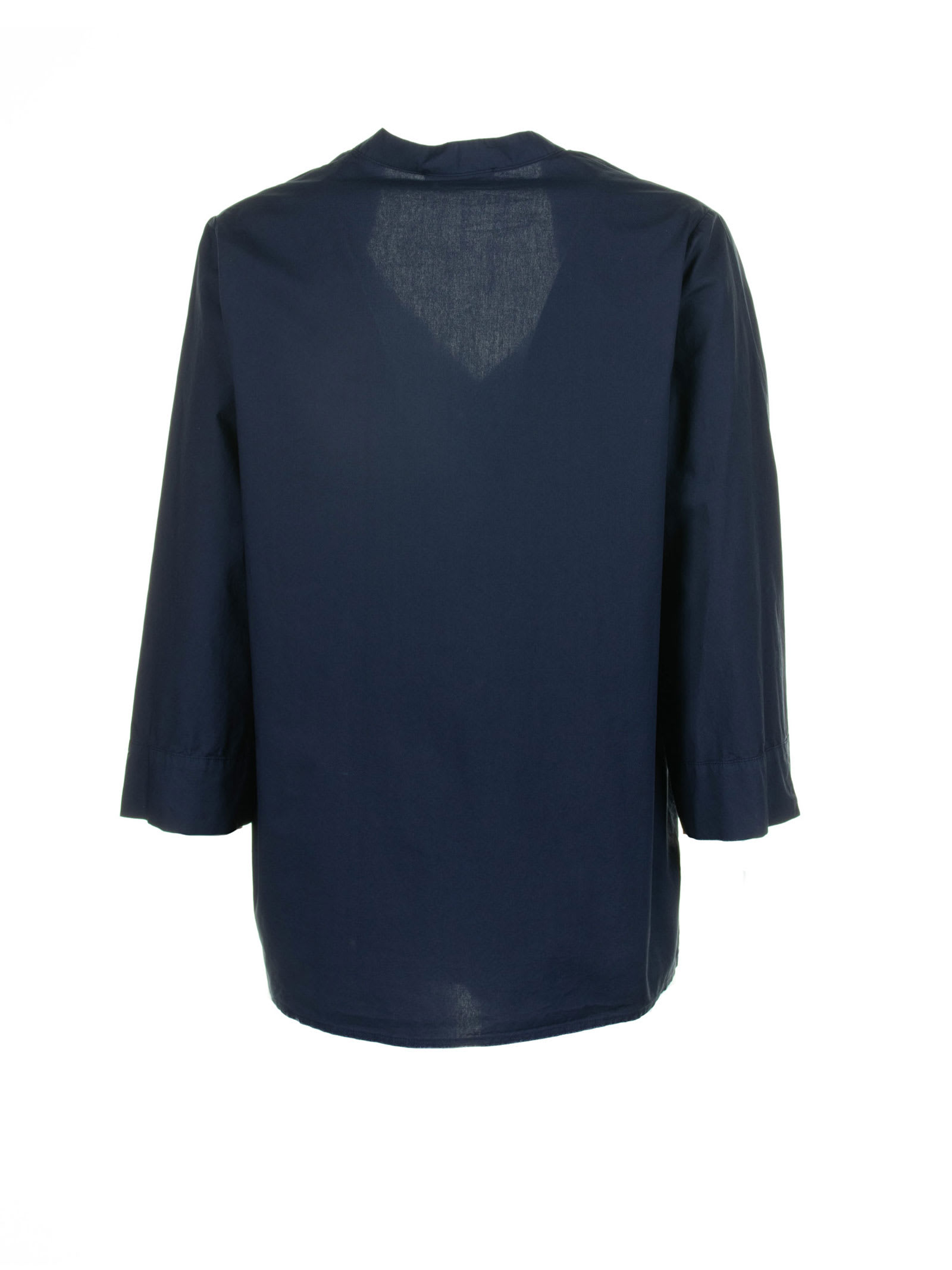 Shop Via Masini 80 Blue Long-sleeved Blouse In Blu Navy