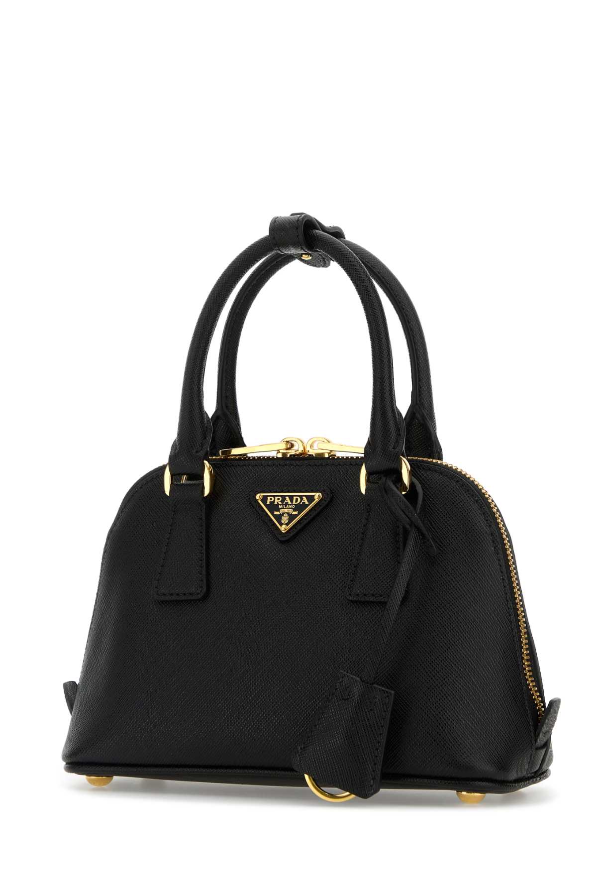 Prada Mini Promenade Leather Top Handle Bag In Black