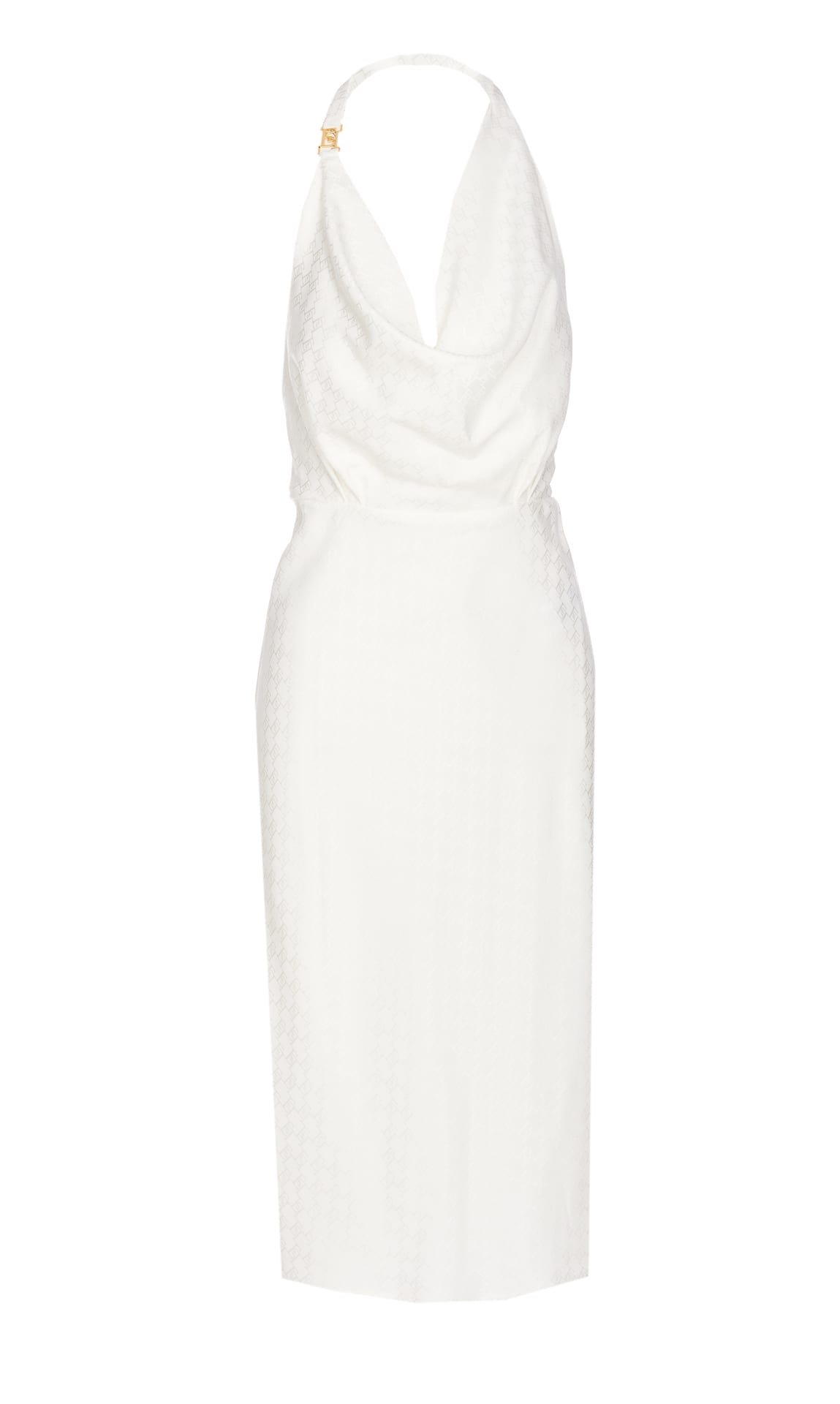 Shop Elisabetta Franchi Logo Midi Dress In White