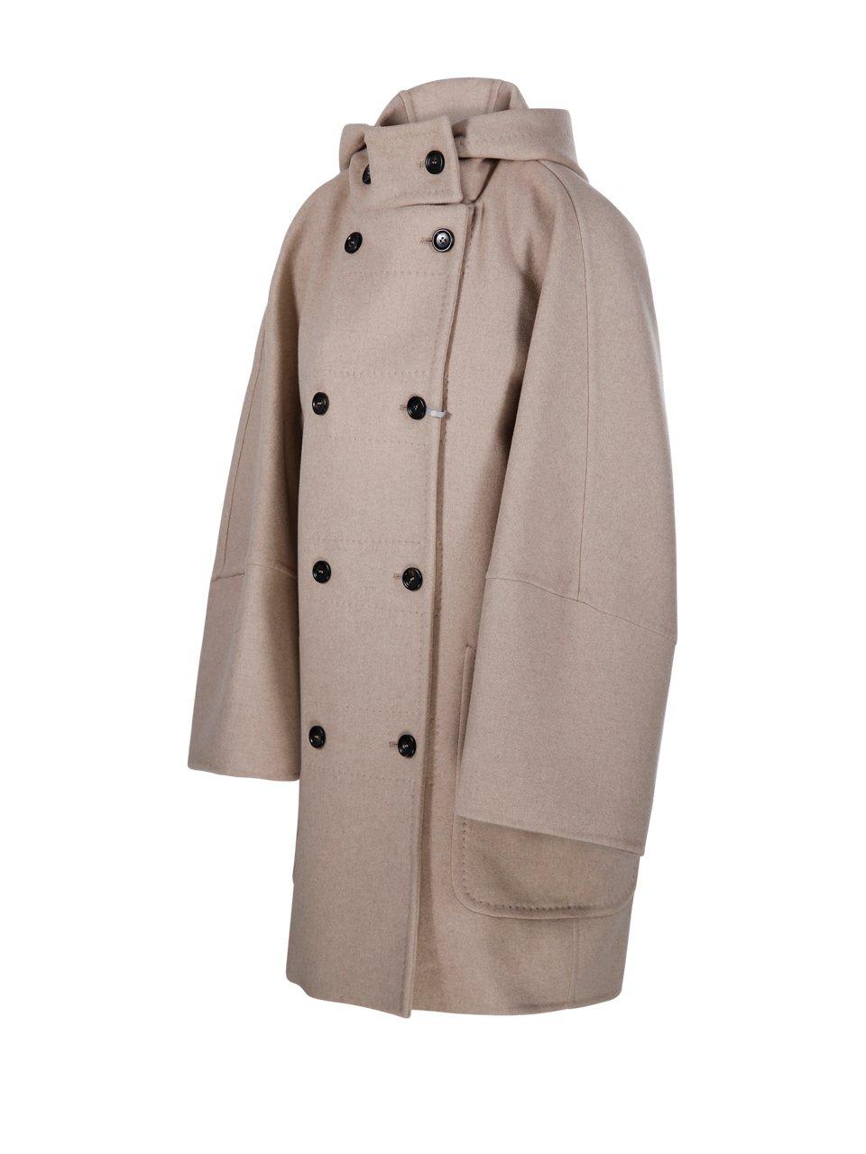 Shop Max Mara Hooded Button-up Coat In Beige