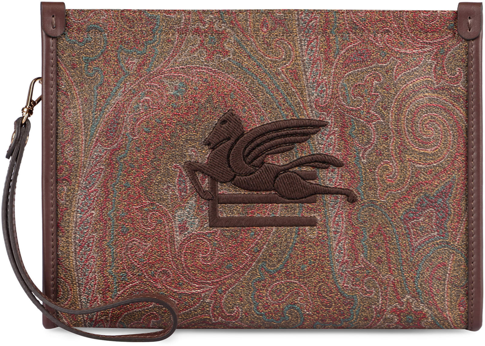 Shop Etro Jacquard Fabric Clutch In Brown