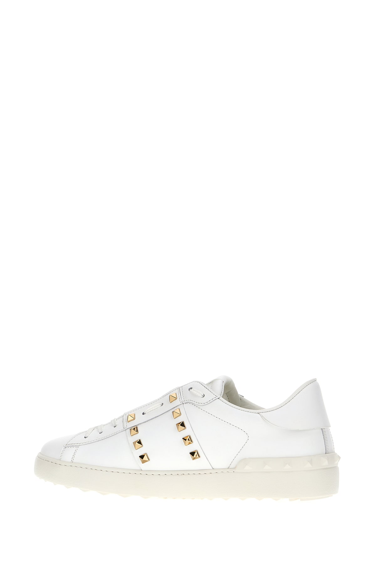 VALENTINO GARAVANI WHITE LEATHER ROCKSTUD SNEAKERS 