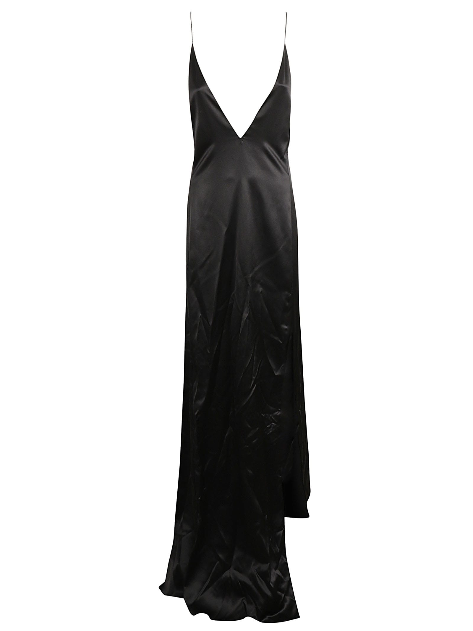 Saint Laurent Side Slit Asymmetric V-neck Dress