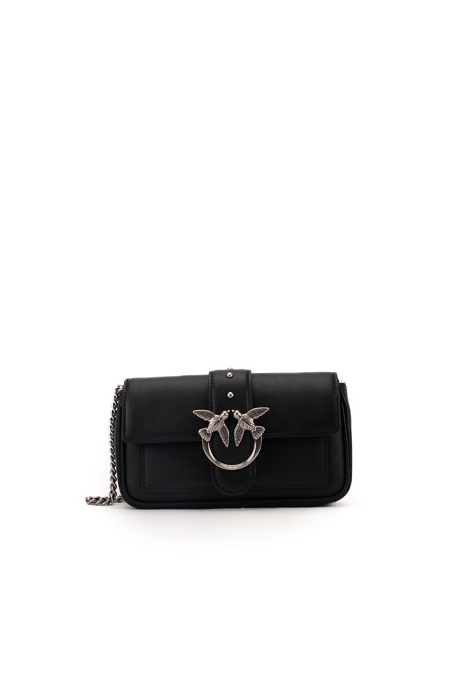 Shop Pinko Poket Love One Simply Bag In Nero-old Silver