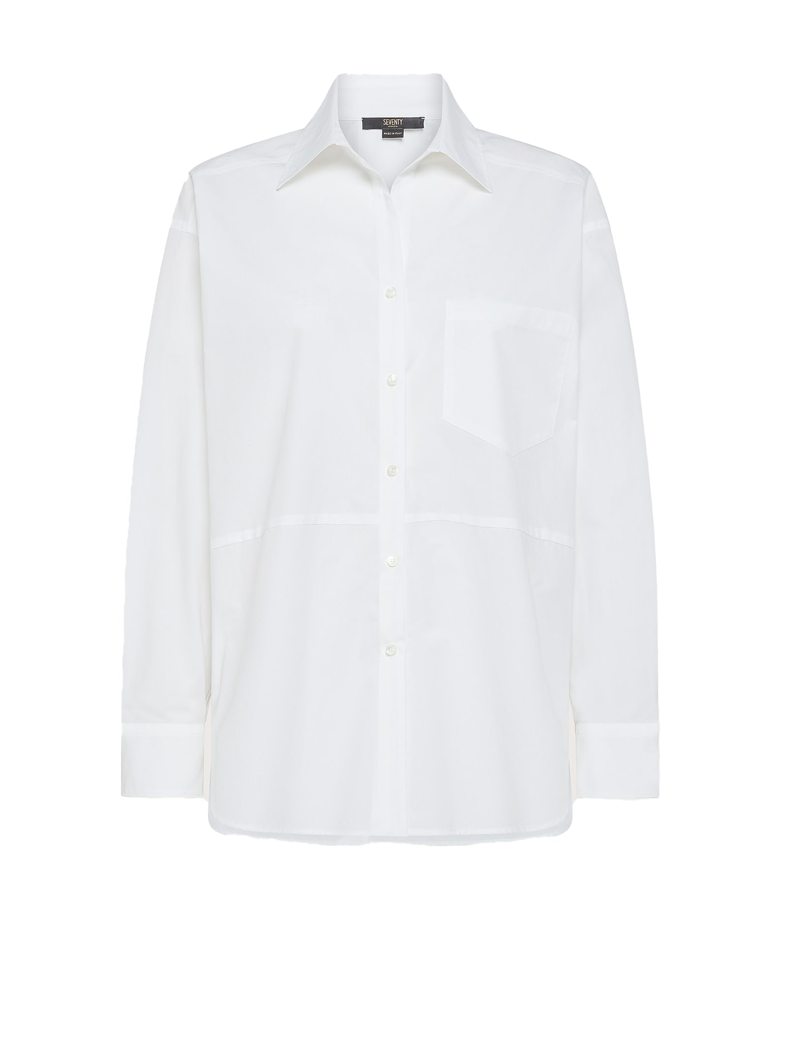 Shop Seventy Oversized White Shirt With Pocket In Bianco