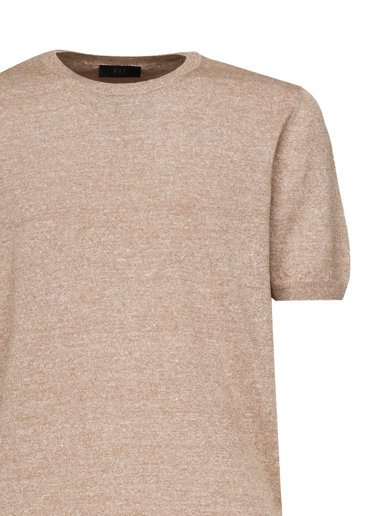 Fay Linen And Cotton T-shirt In Beige
