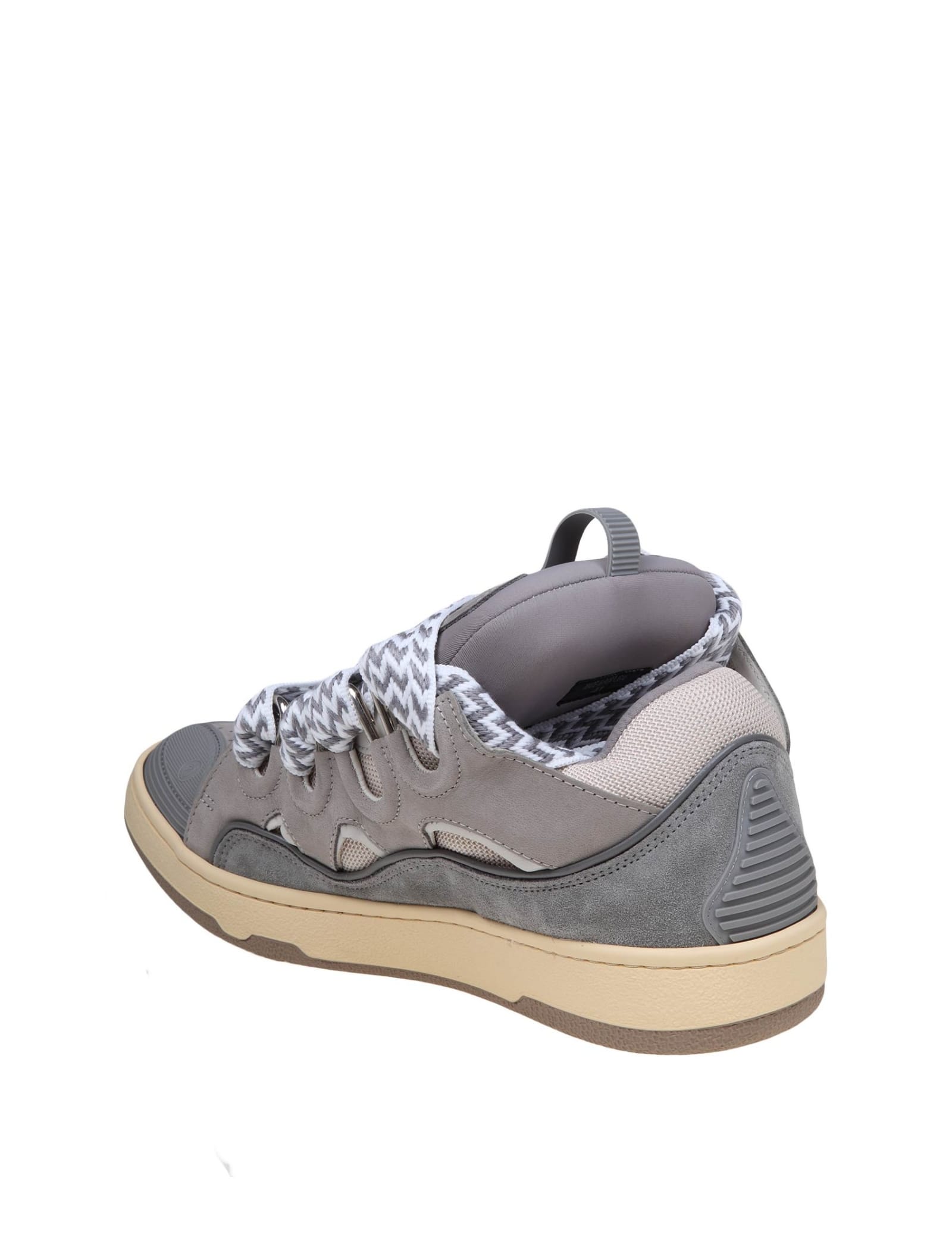 Shop Lanvin Sneakers Curb In Pelle E Camoscio Con Lacci Multicolore In Grey