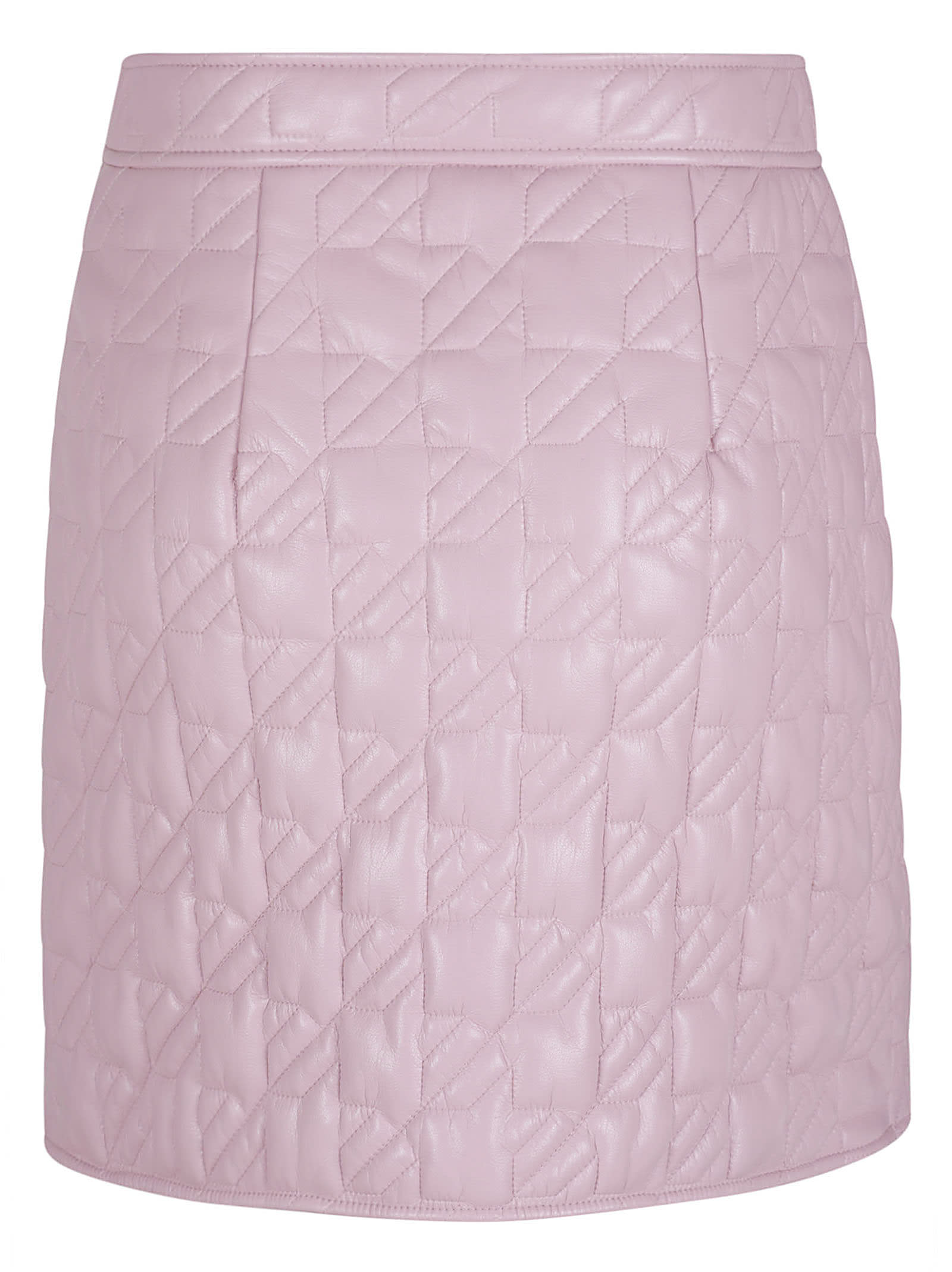 Shop Msgm Quilted Buttoned Skirt In Pink