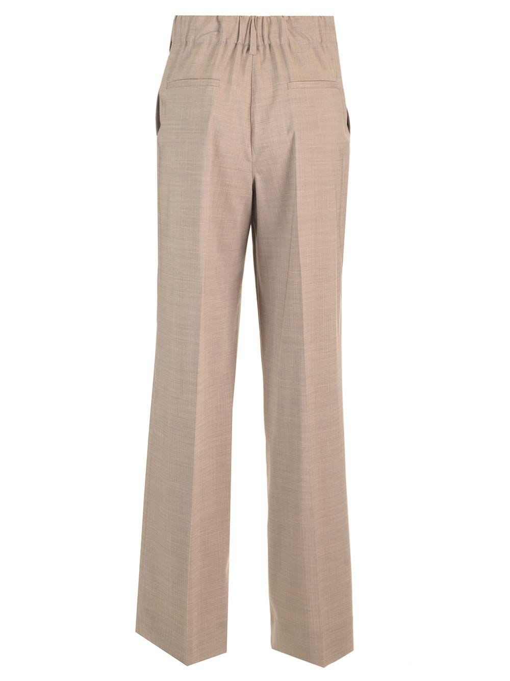 P.a.r.o.s.h Stretch Wool Gabardine Trousers Beige In Nude