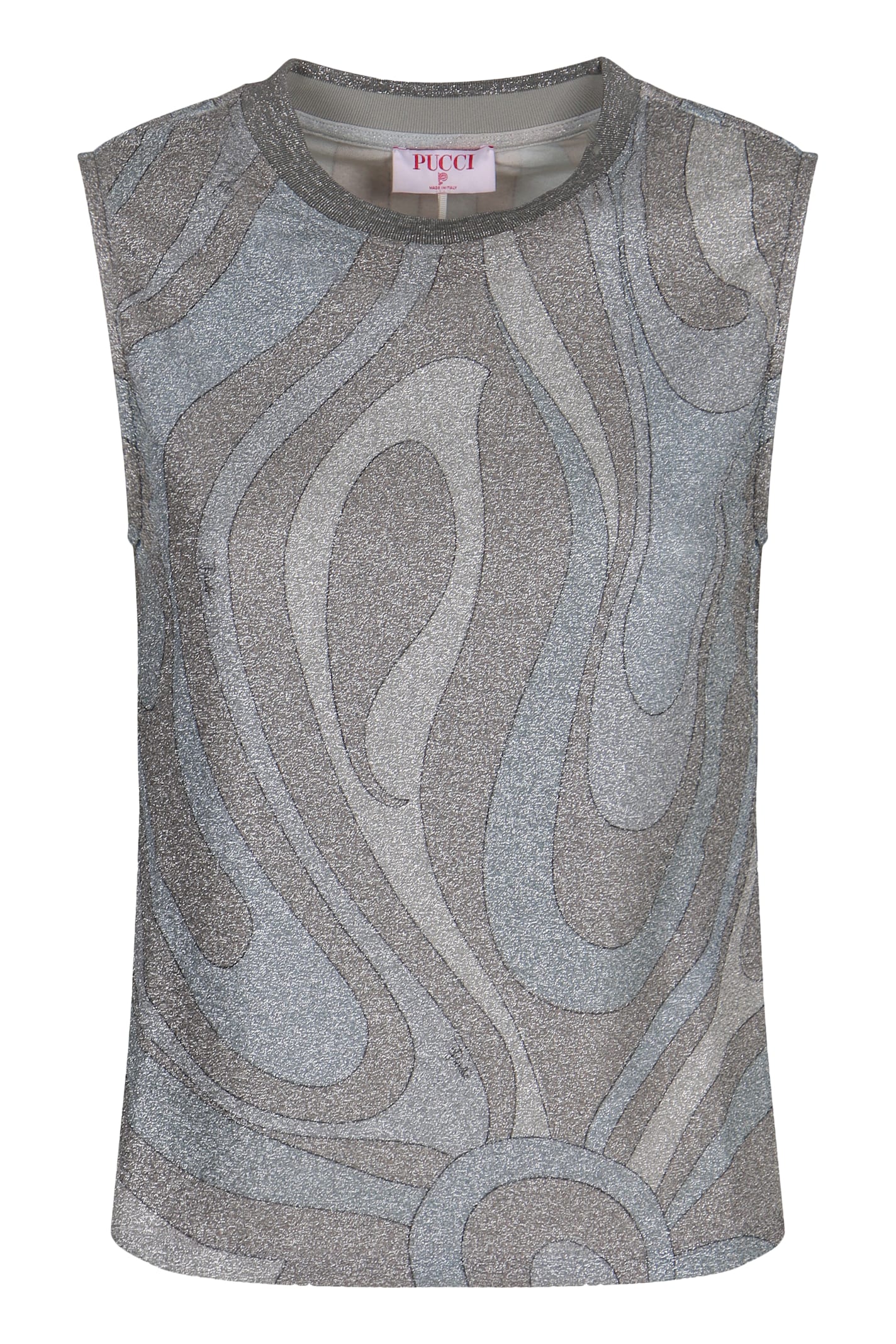 Pucci Top In Jersey Lamé In Gray