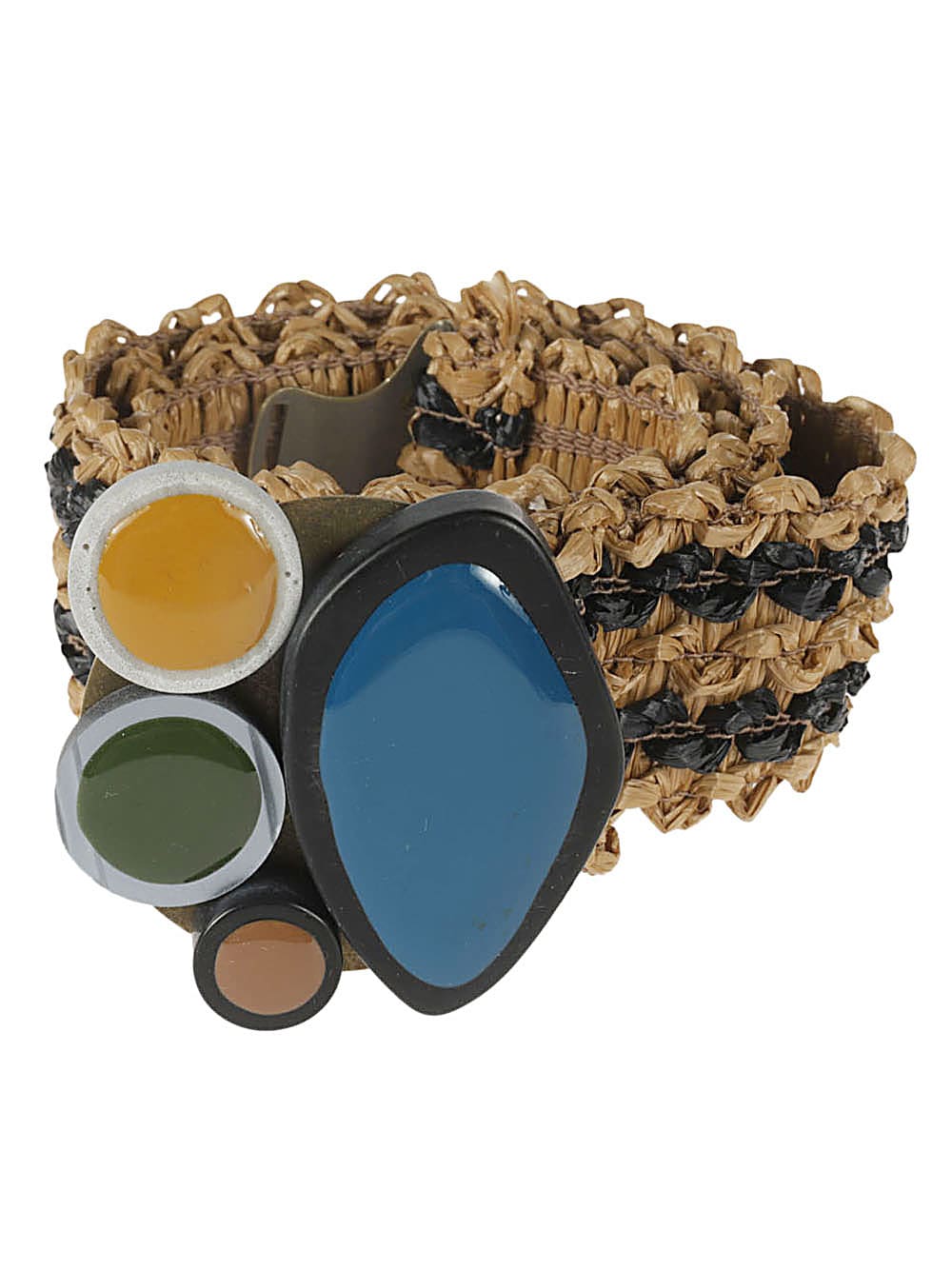 Exquisite J Striped Raffia Belt In Multi