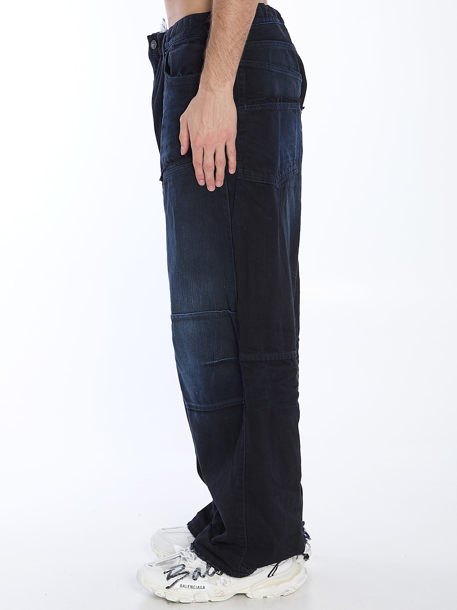 Shop Balenciaga Double Knee Jeans In Black